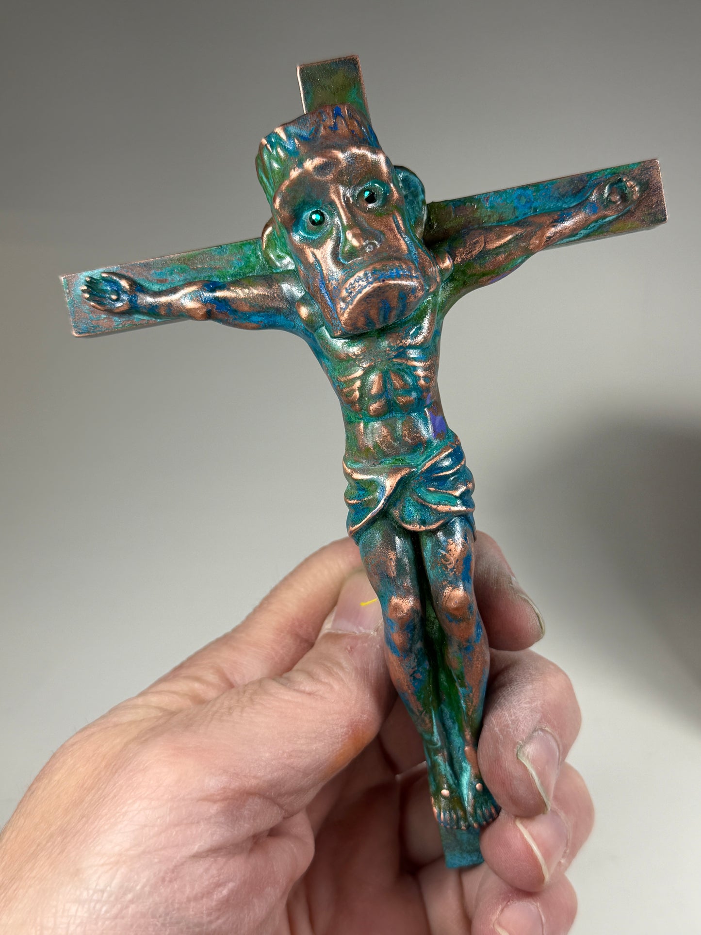 Christ on the Cross but he is a Frankenstein Monster: Copper Plater Fiend