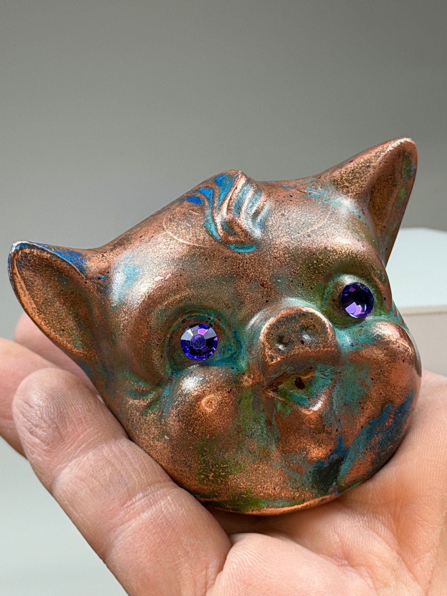 Twisty Pig Head: Copper Plated Large