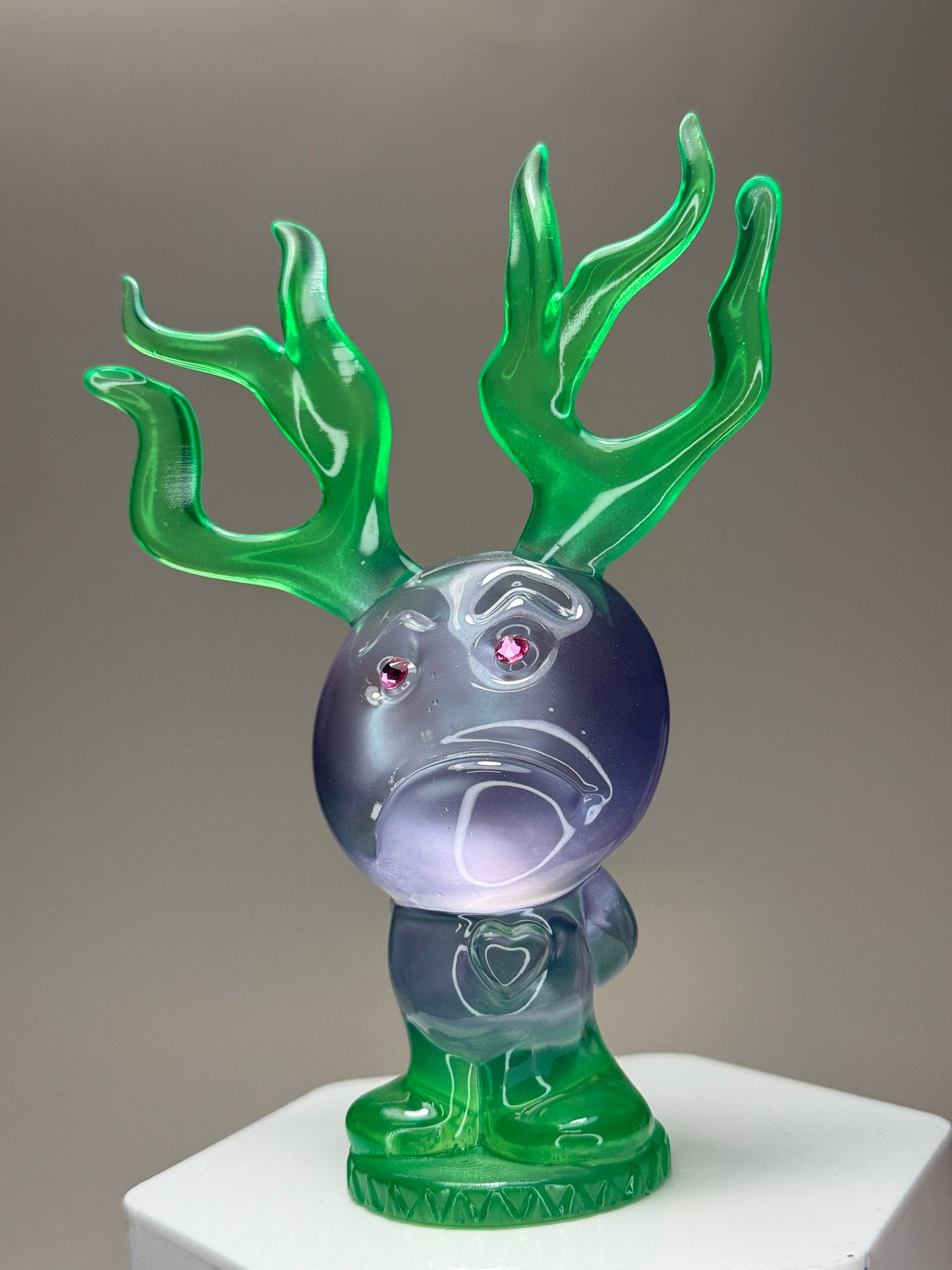 Sad with Antlers: Green/Purple
