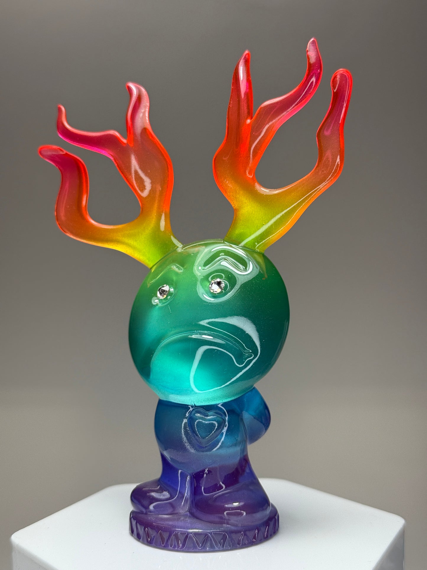 Sad with Antlers: Rainbow/Silver