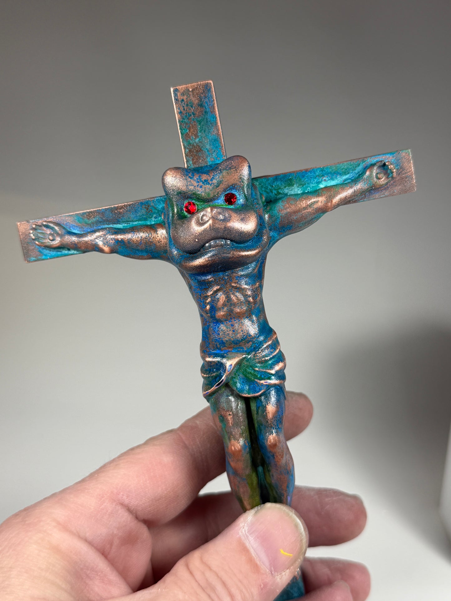 Christ on the Cross but he is a Mecha Ape: Copper Plated Robotic