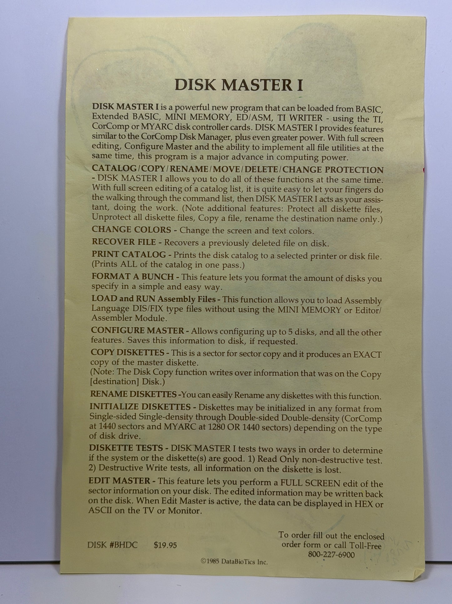 Disk Master I by Triton