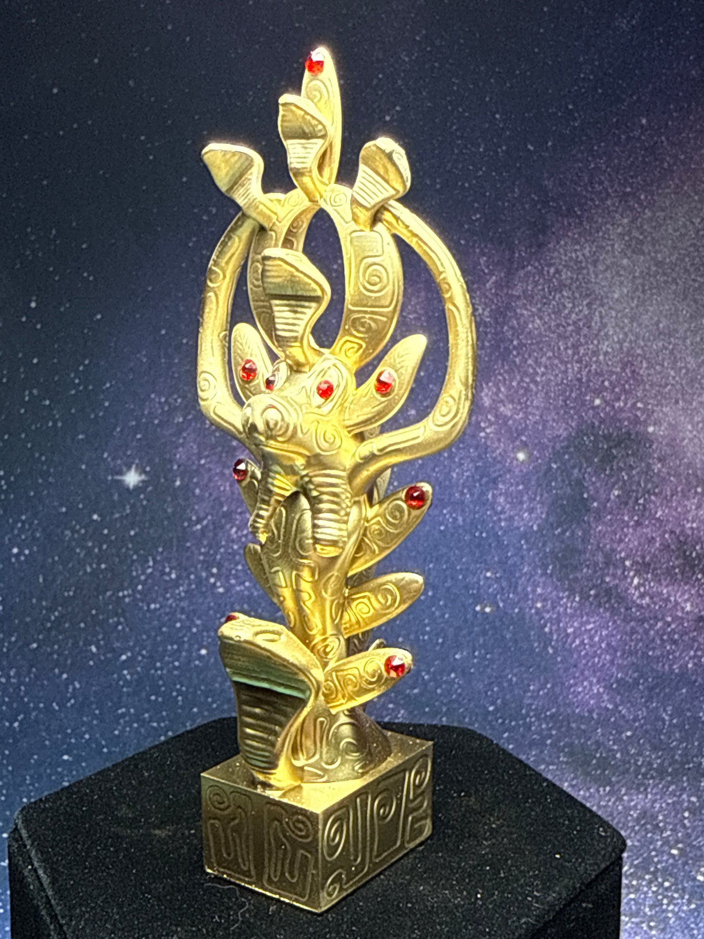 Egyptian Deer with Snakes: Chrome Gold Red