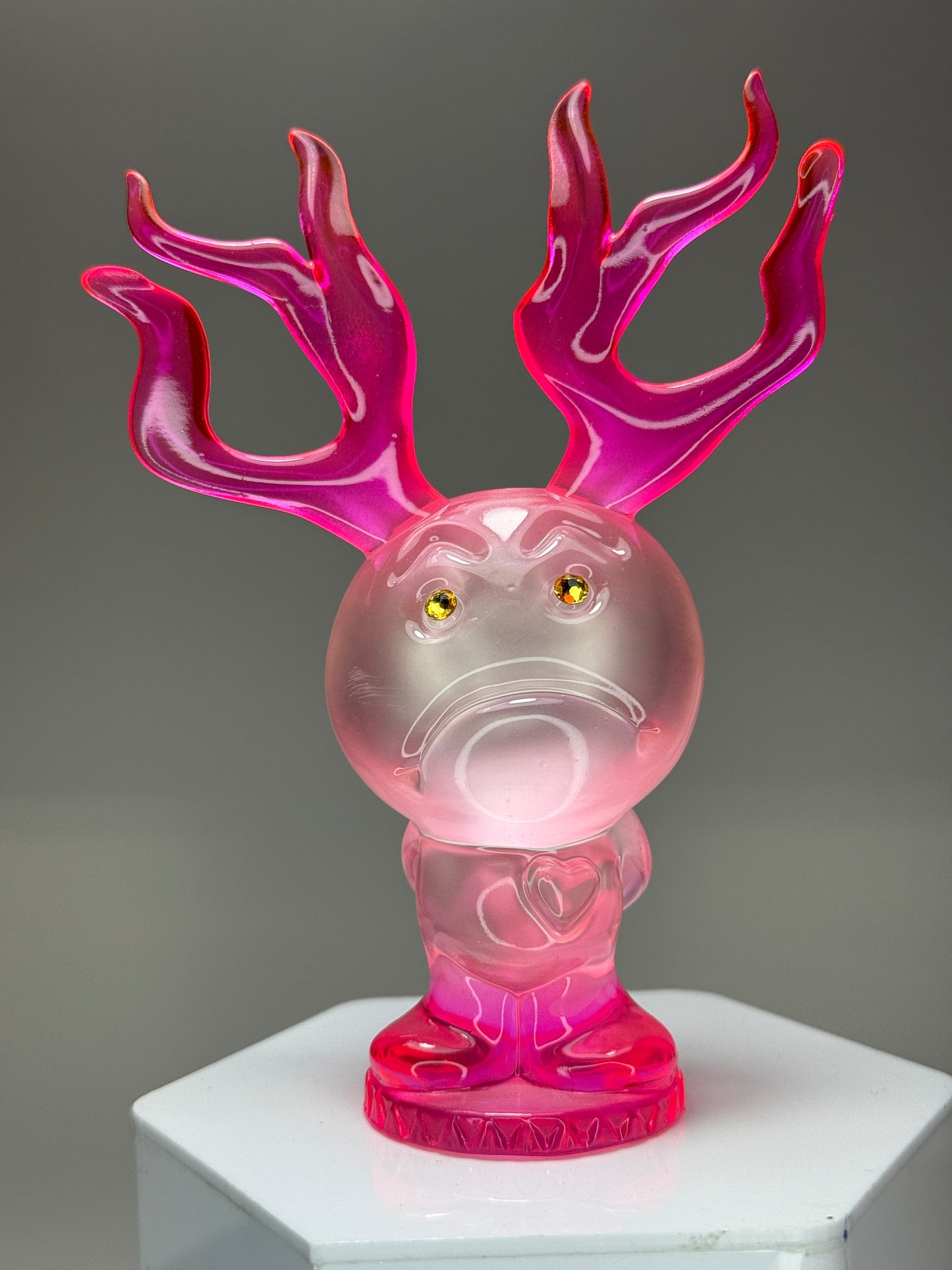 Sad with Antlers: Pink/Silver