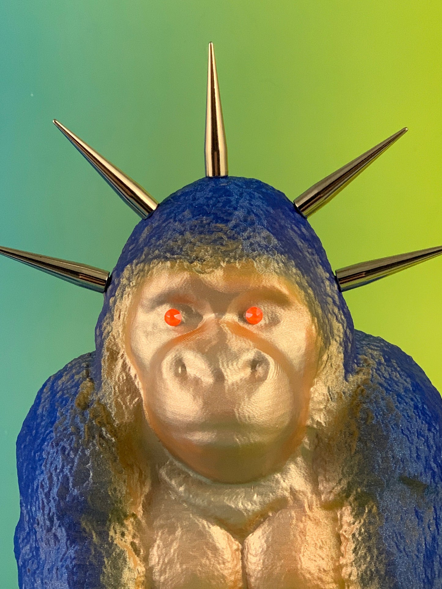 Sitting Apes: Blue Glitter and Silver Fluorescents