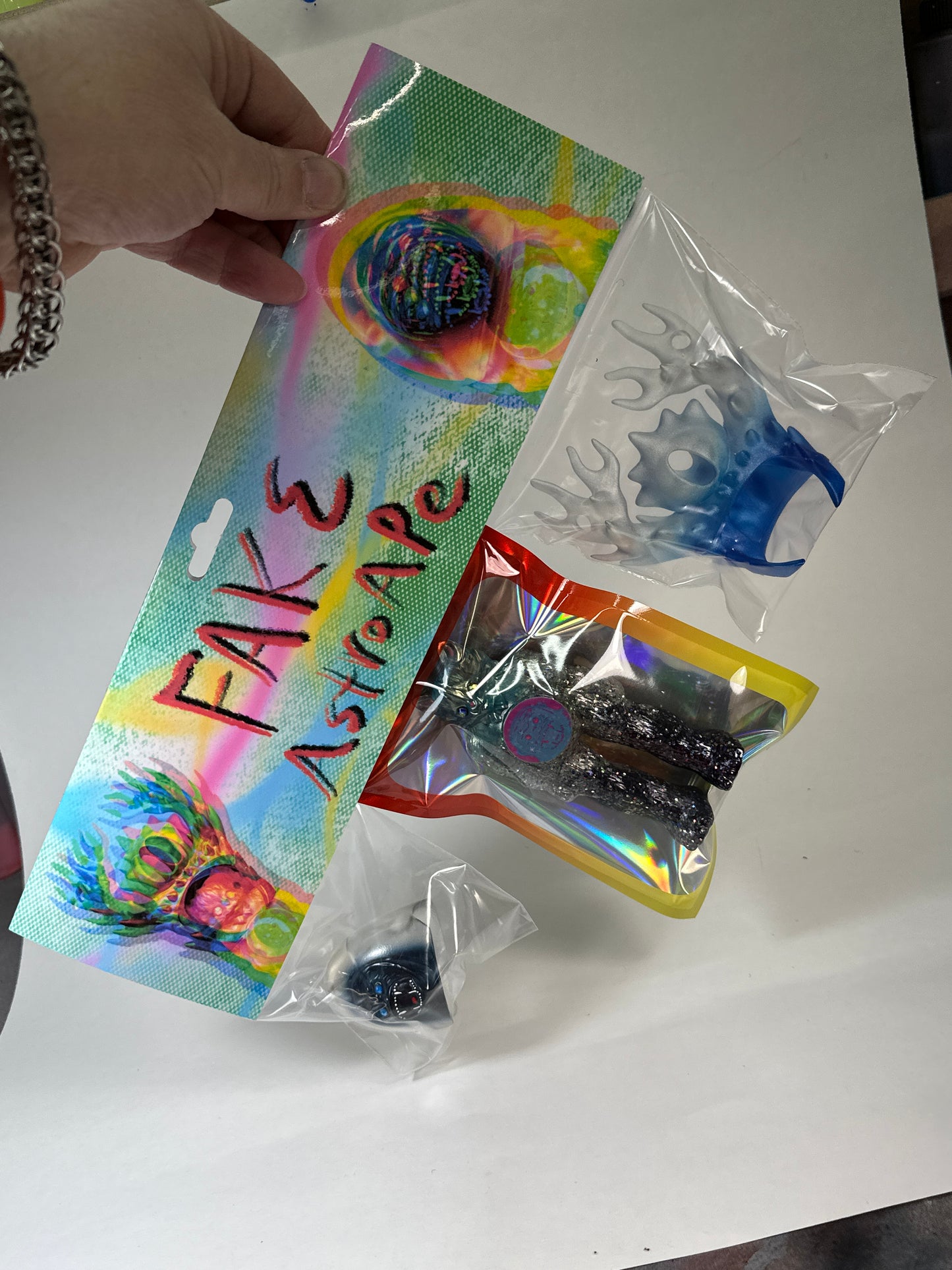 FAKE AstroApe: Black/White Rainbow Glitter