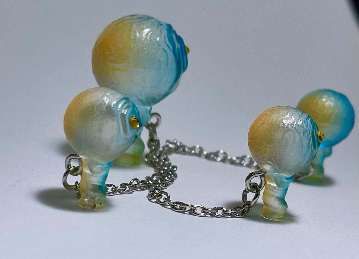 Moon Head Giant Head Freak: Tiny Chained Set, Blue/Copper