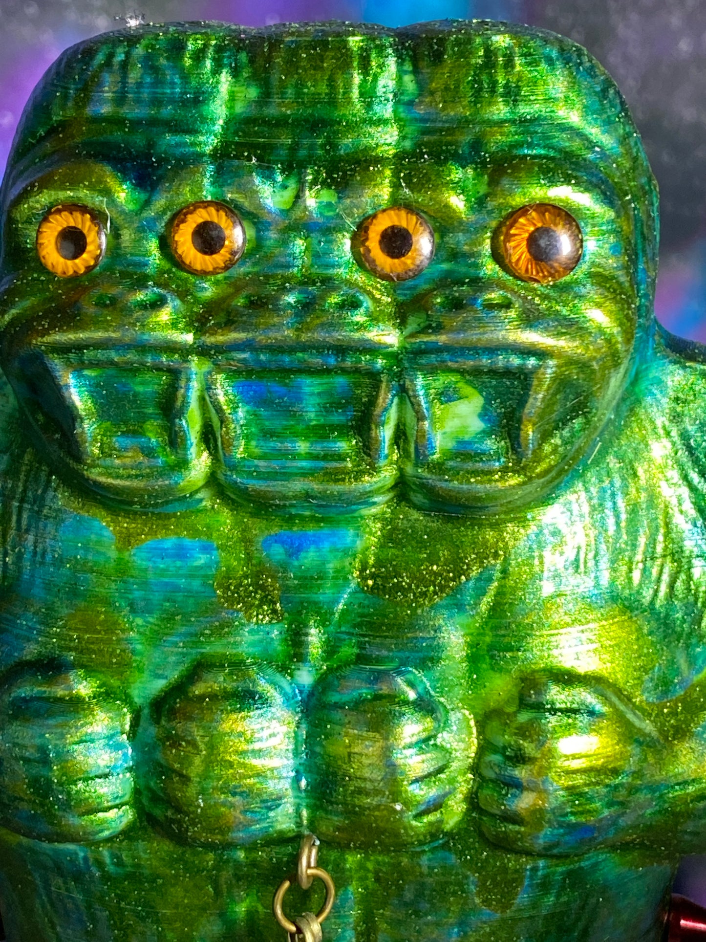 Freak of Nature 3 Headed Ape with 2 Crocodile Headed Pigs: Glitter Green