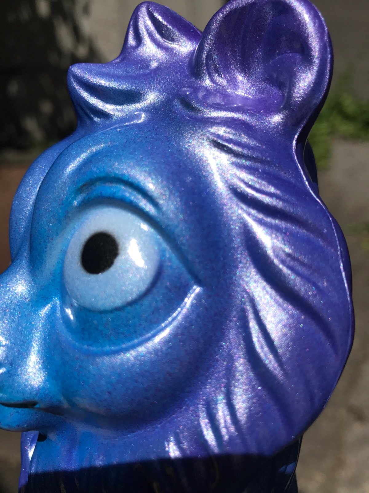 Blue and purple metallic lion