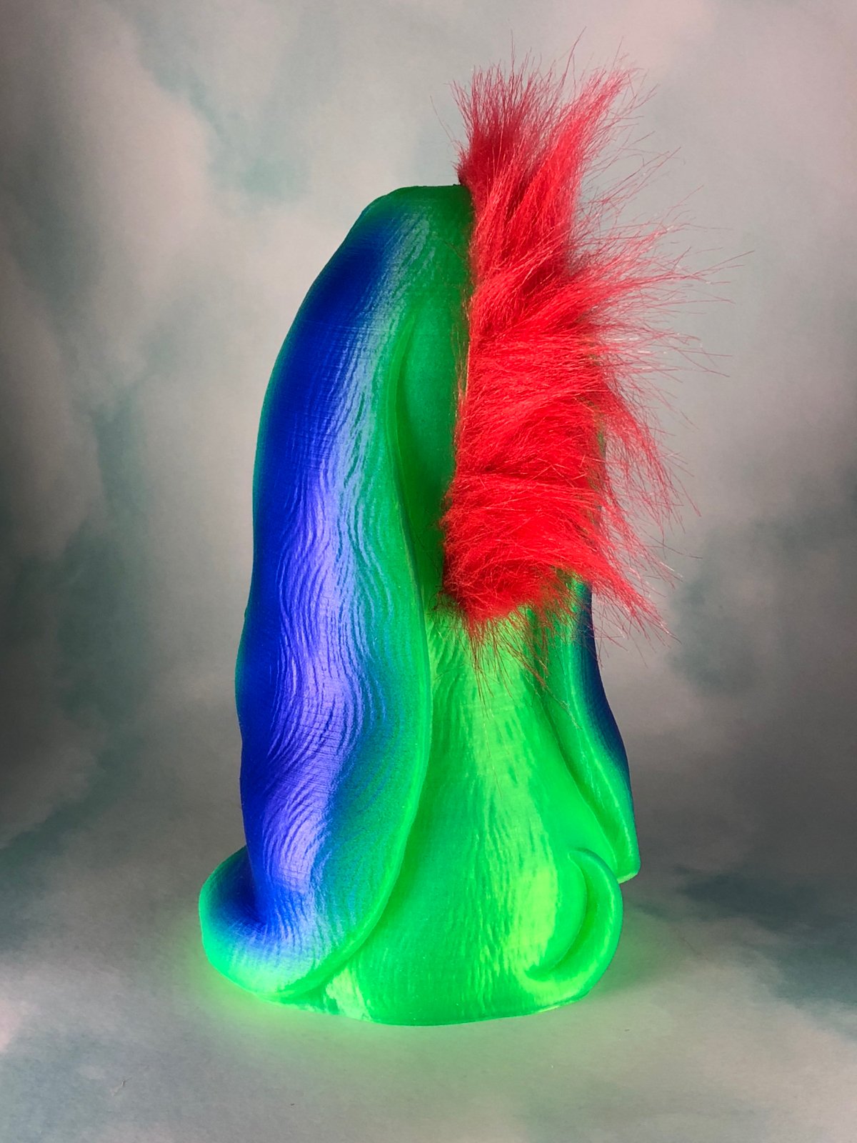 Sad Dog with Mowhawk, Translucent Green