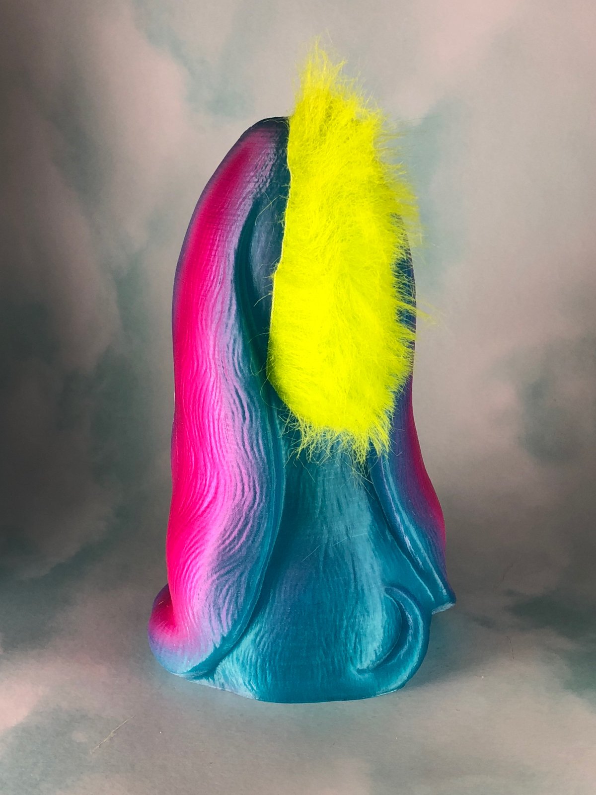 Sad Dog with Mohawk, Translucent Blue