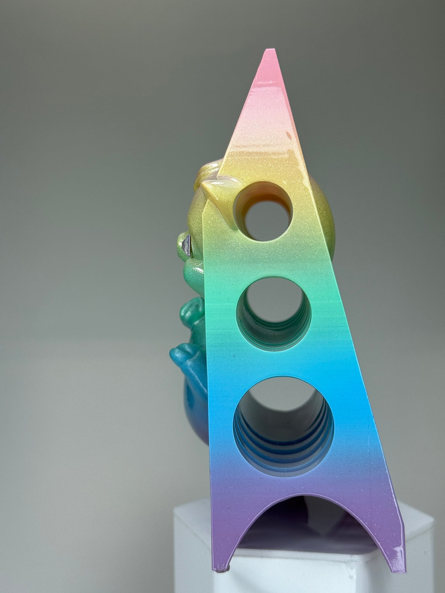 Blocked Twisty Pig: Silver Pastel Rainbow