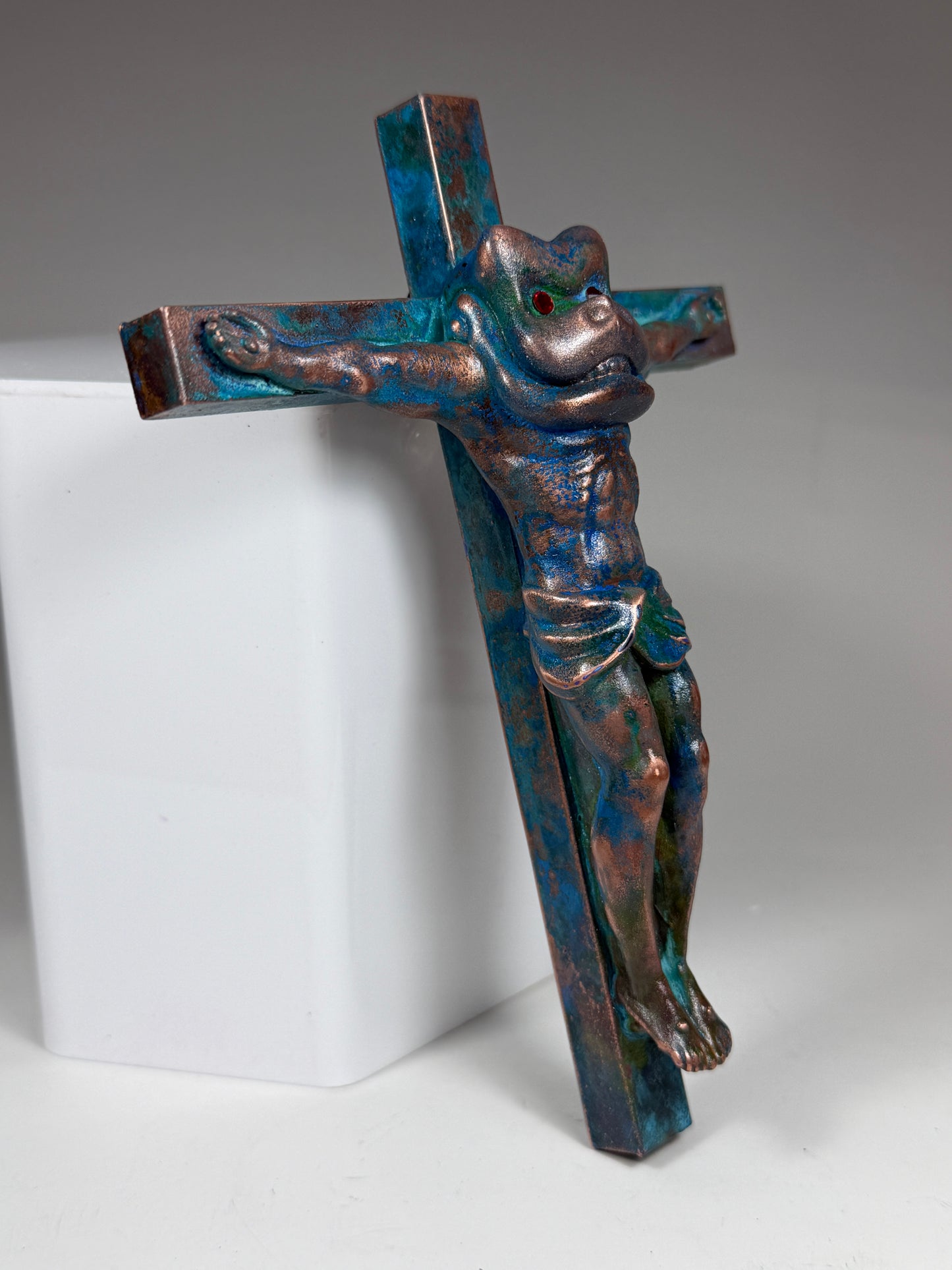 Christ on the Cross but he is a Mecha Ape: Copper Plated Robotic