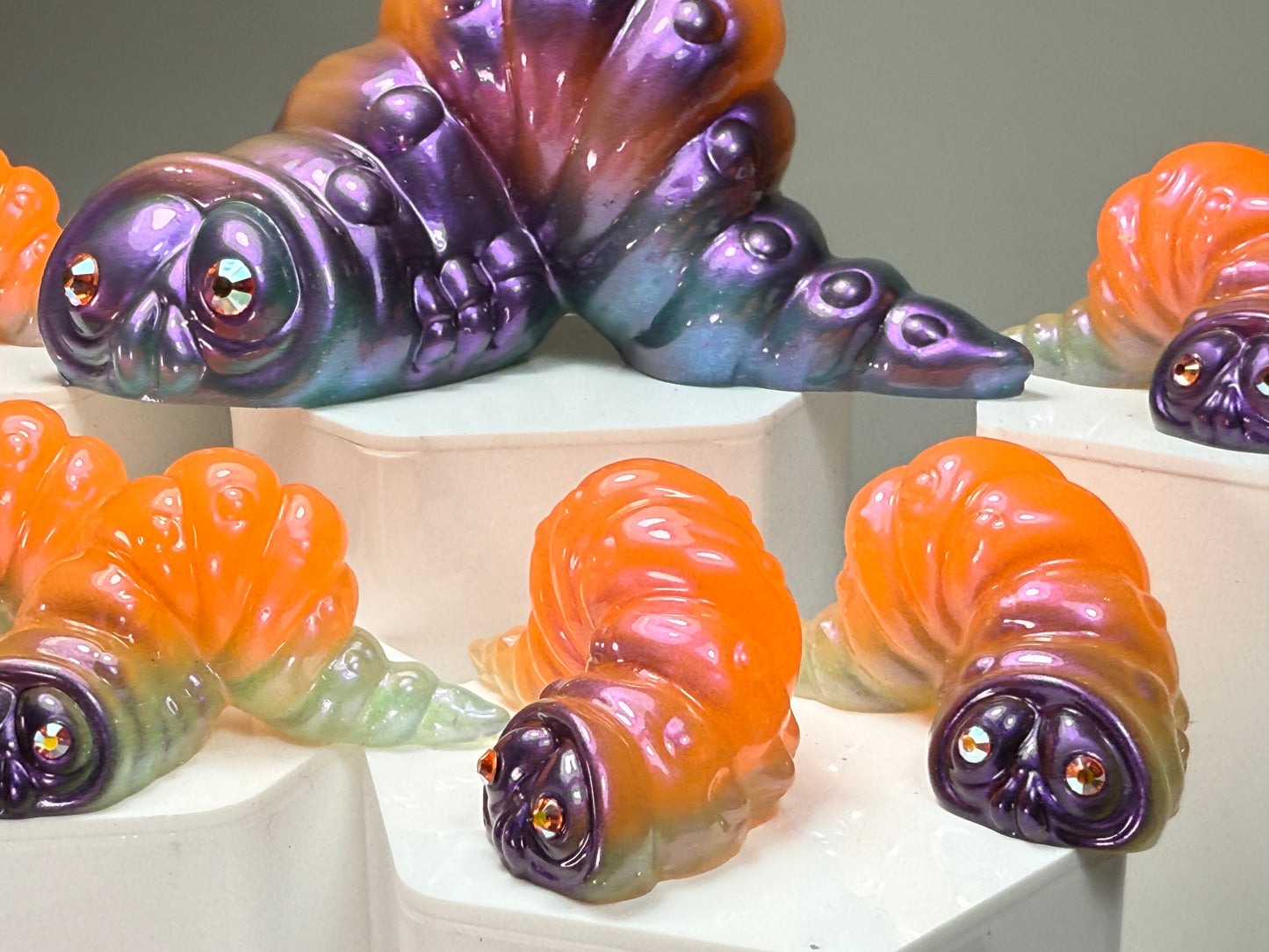 Worm: Orange with Puple/Blue (Glow) Set of 7