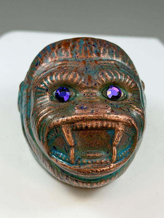 Ape Head: Copper Plated Purple Eyes