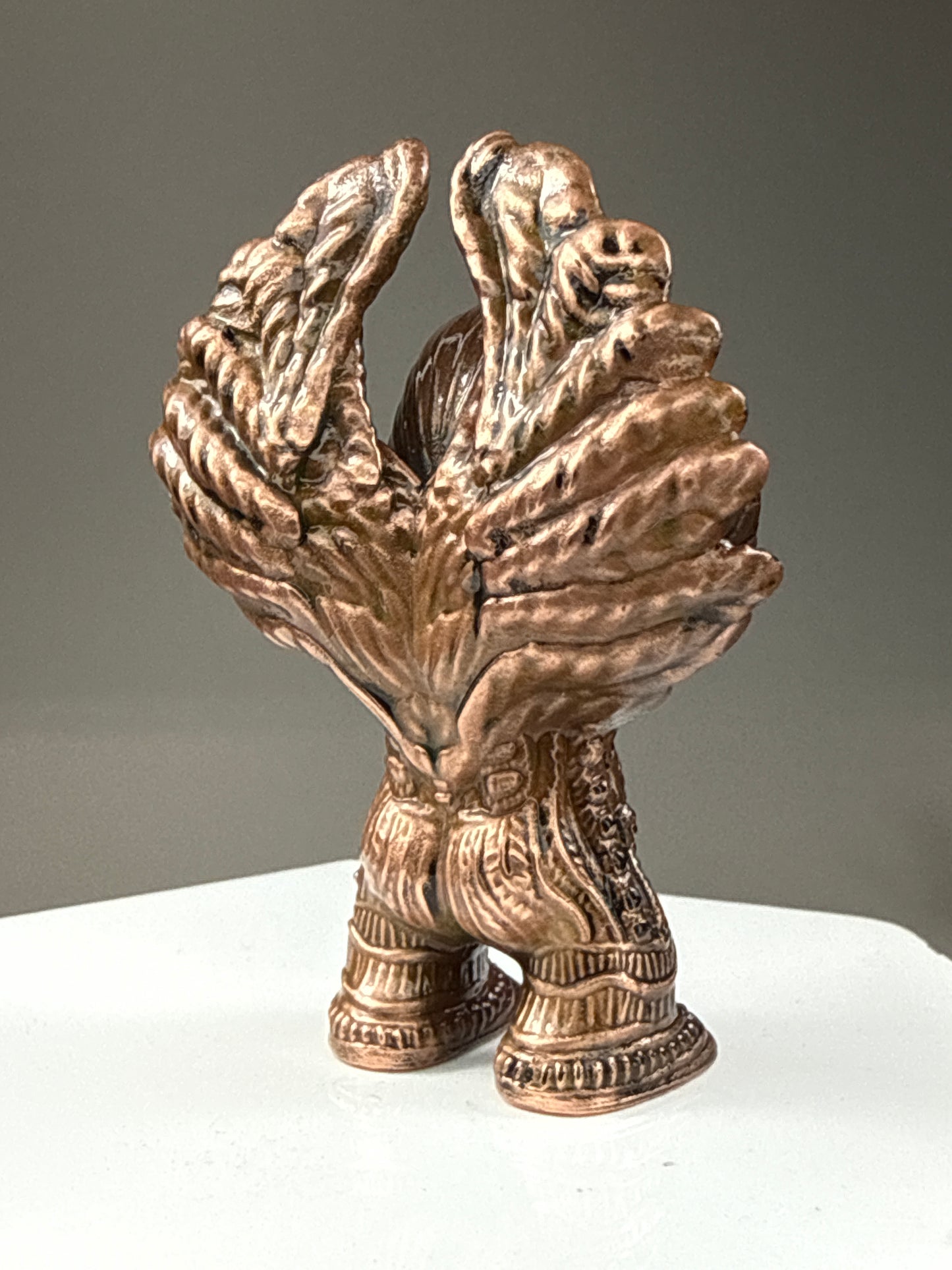 Winged Sphinx Ape: Cooper Plated Sand Damaged