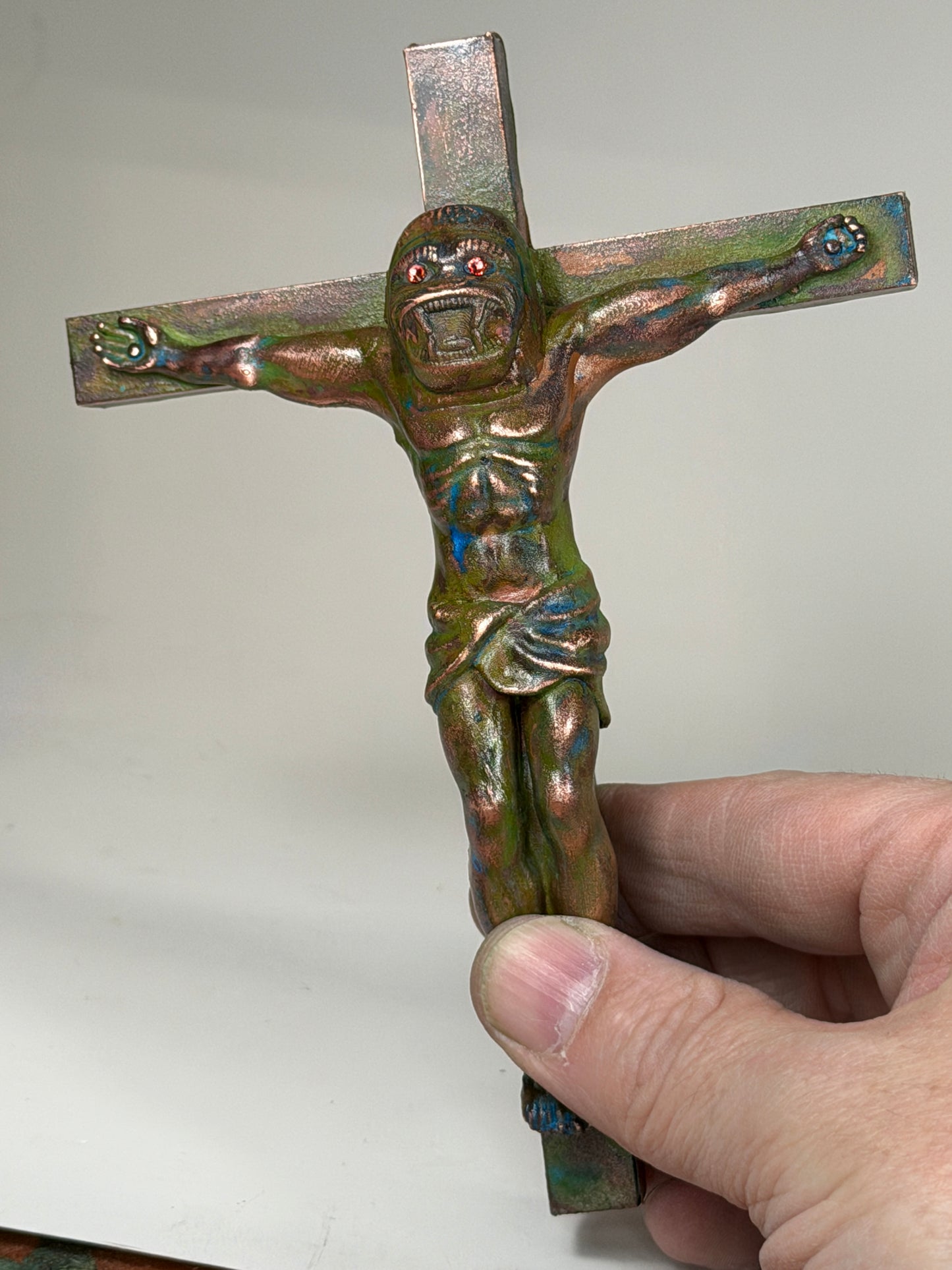 Christ on the Cross but he is an Ape: Copper Plated Pal
