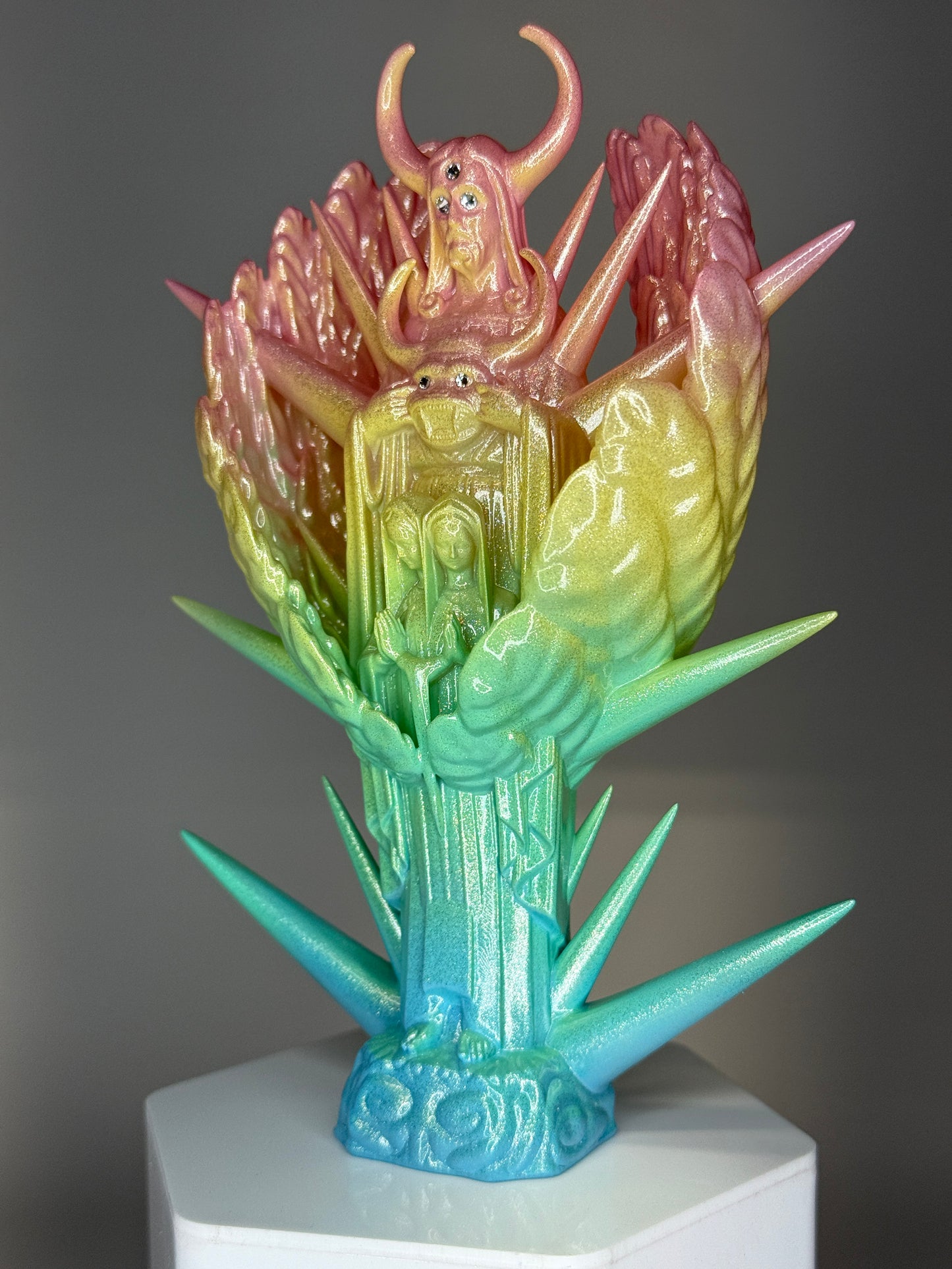 Demonic Jesus: Pastel Rainbow with Mirror Flake