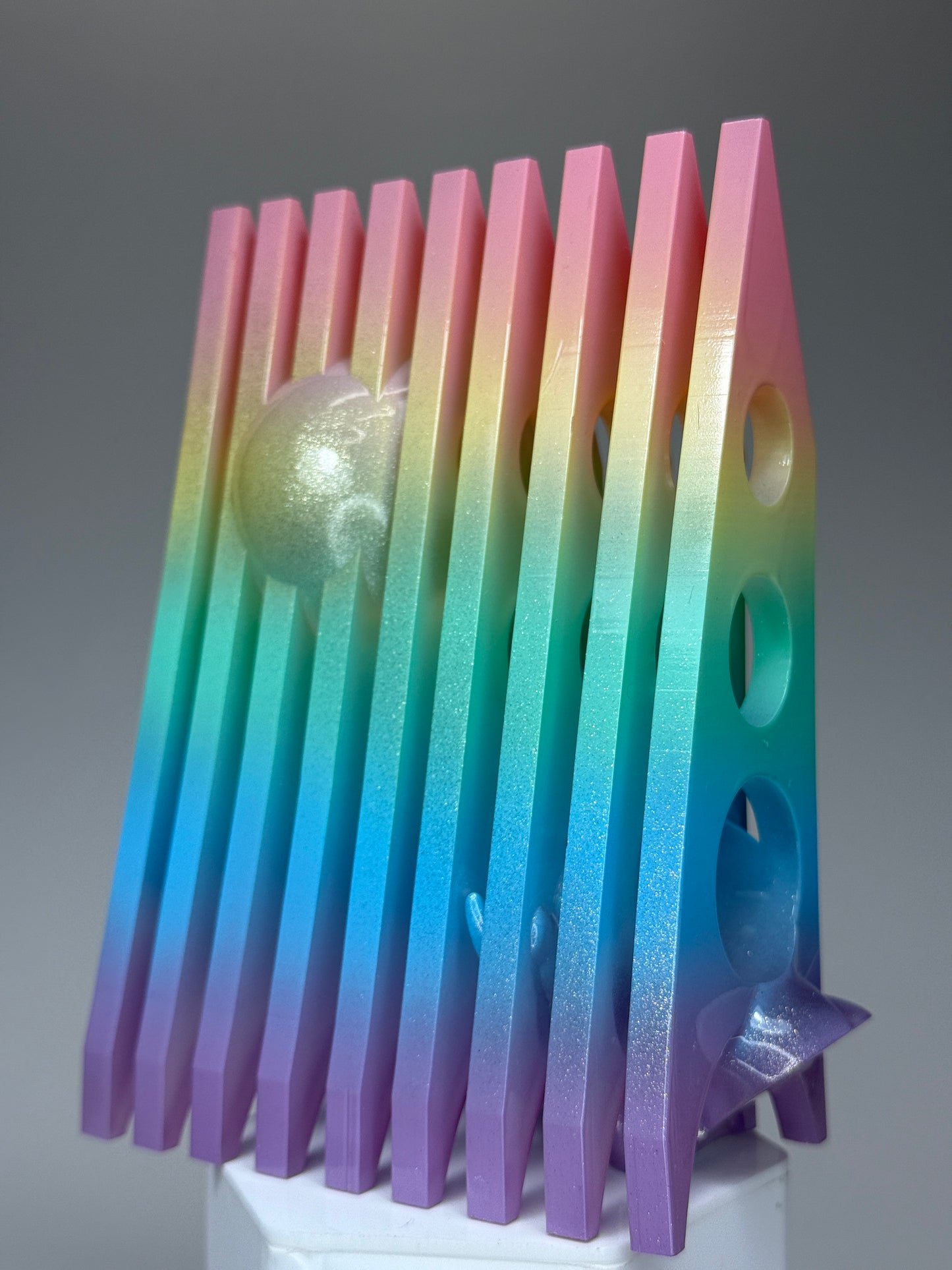 Blocked Twisty Pig: Silver Pastel Rainbow