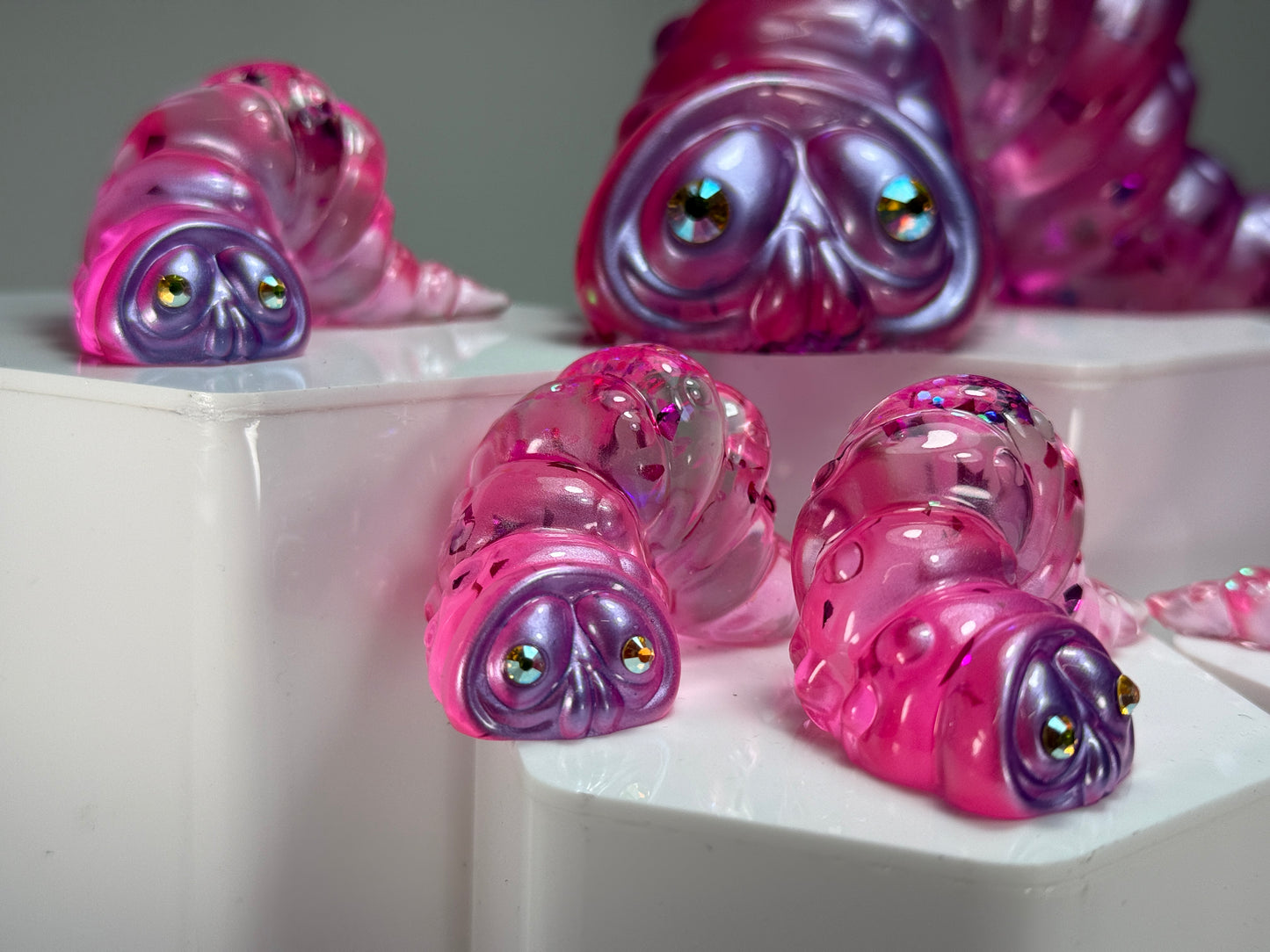 Worm: Pink with Lilac Set of 7