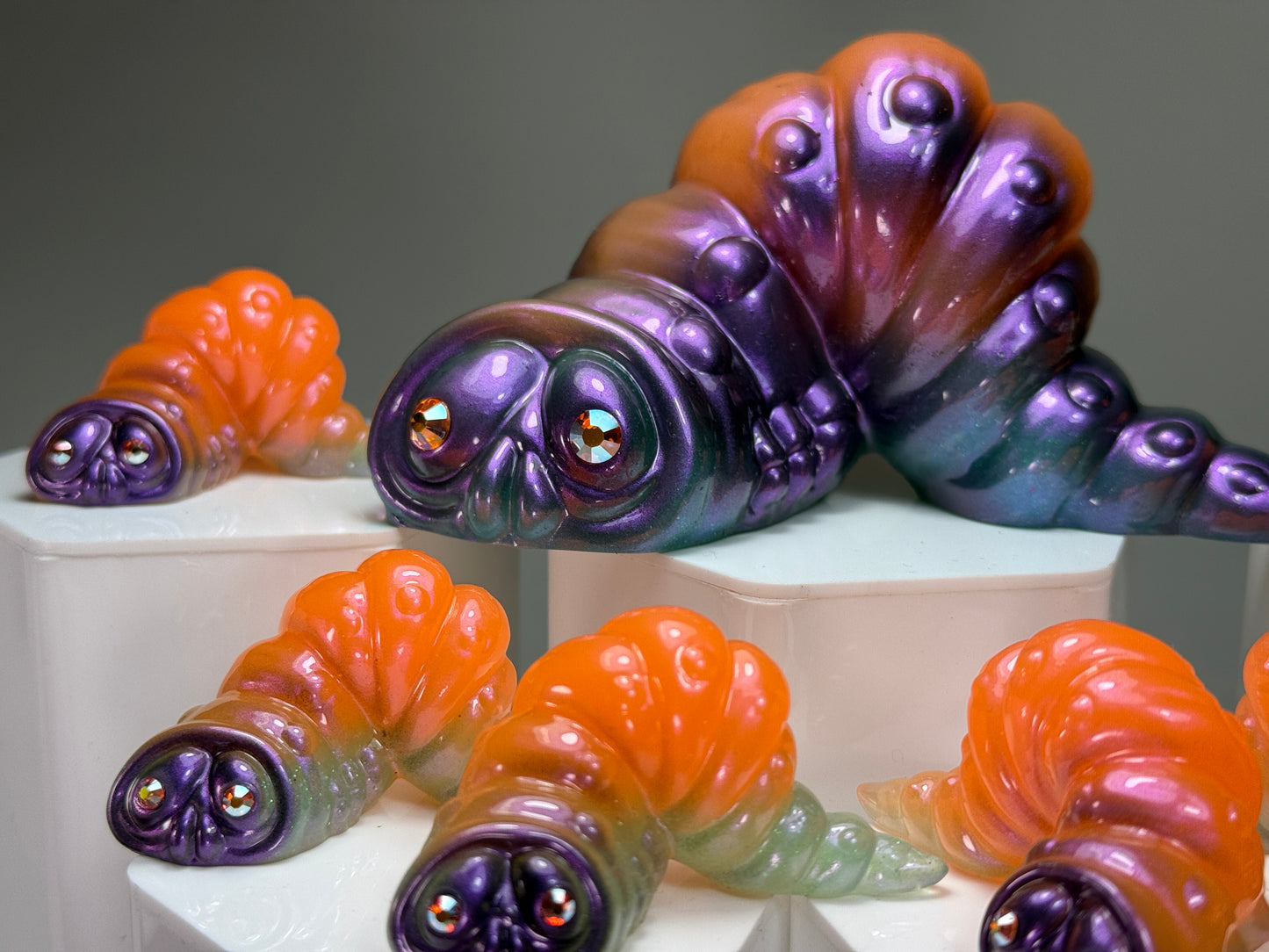 Worm: Orange with Puple/Blue (Glow) Set of 7