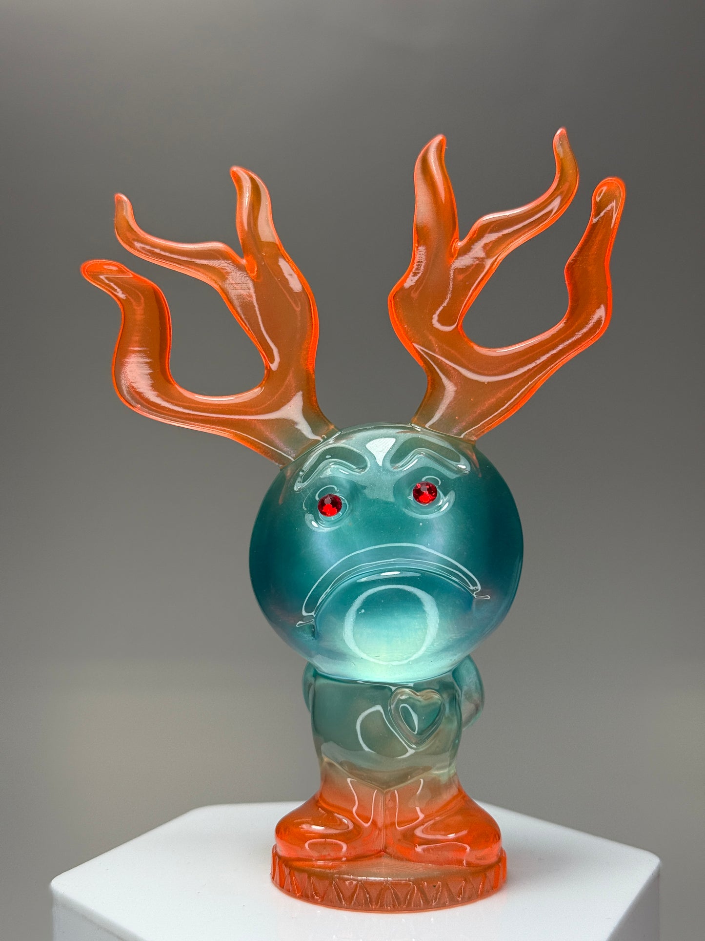 Sad with Antlers: Orange/Teal