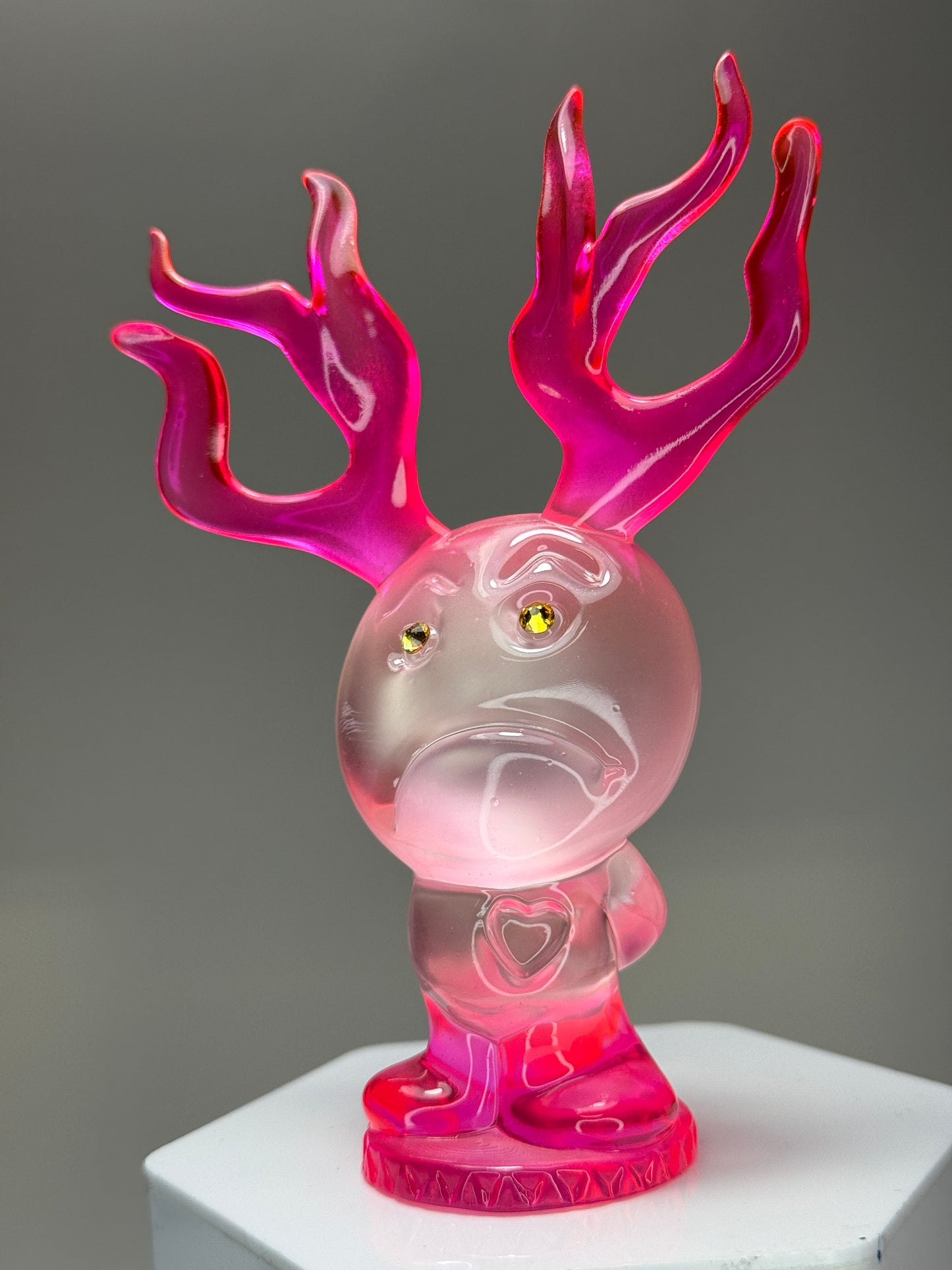Sad with Antlers: Pink/Silver