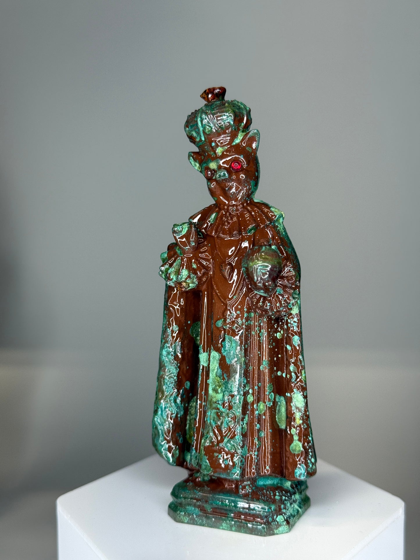 Saint Piggy: Cold Cast Copper, Corroded