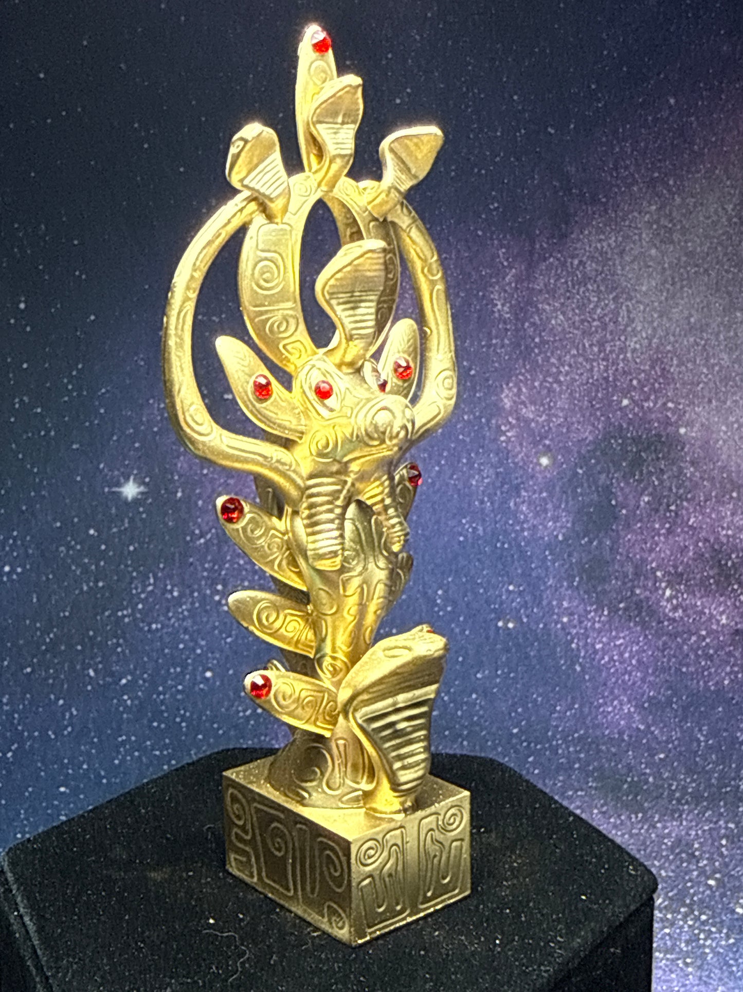 Egyptian Deer with Snakes: Chrome Gold Red