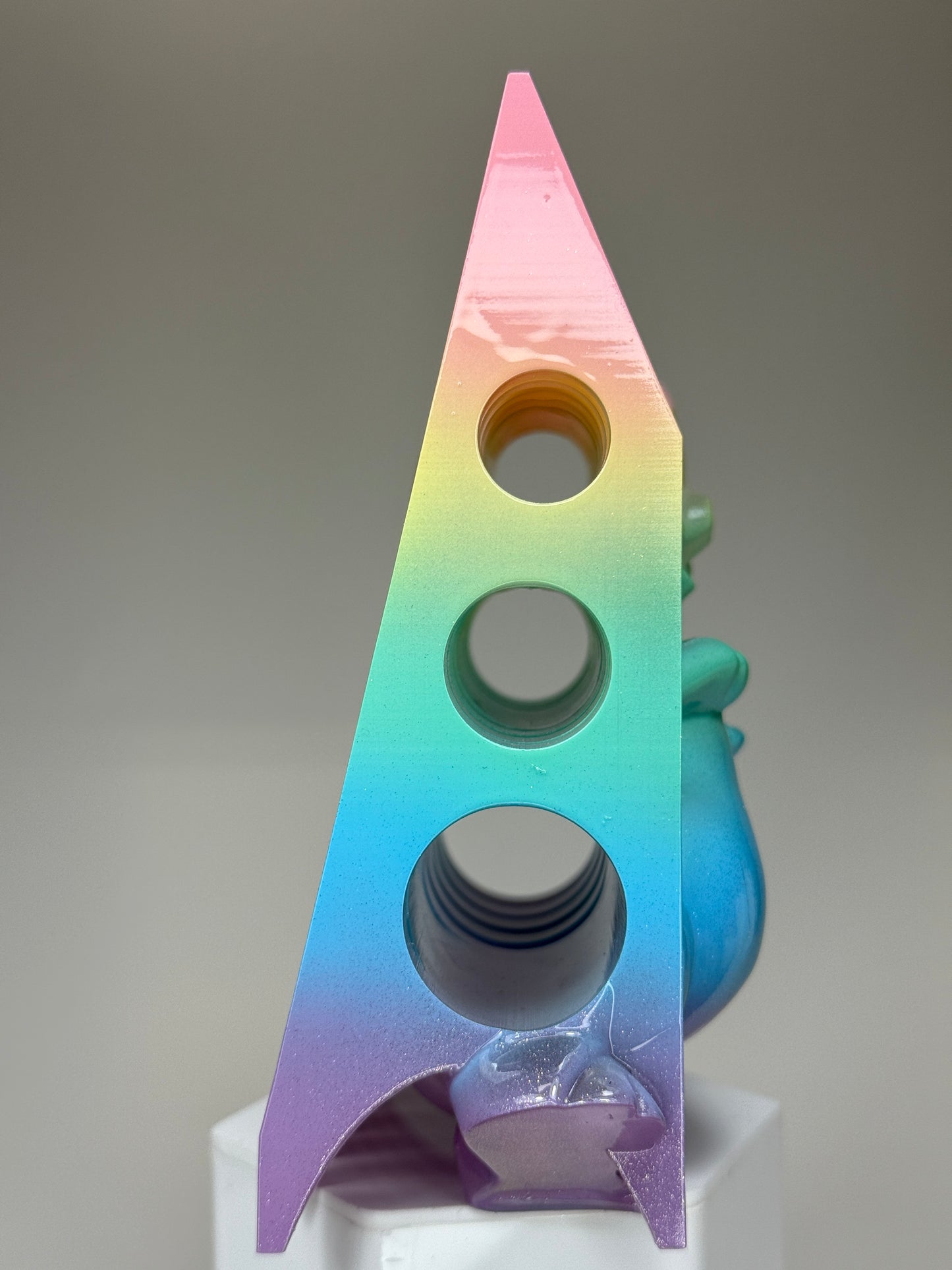 Blocked Twisty Pig: Silver Pastel Rainbow