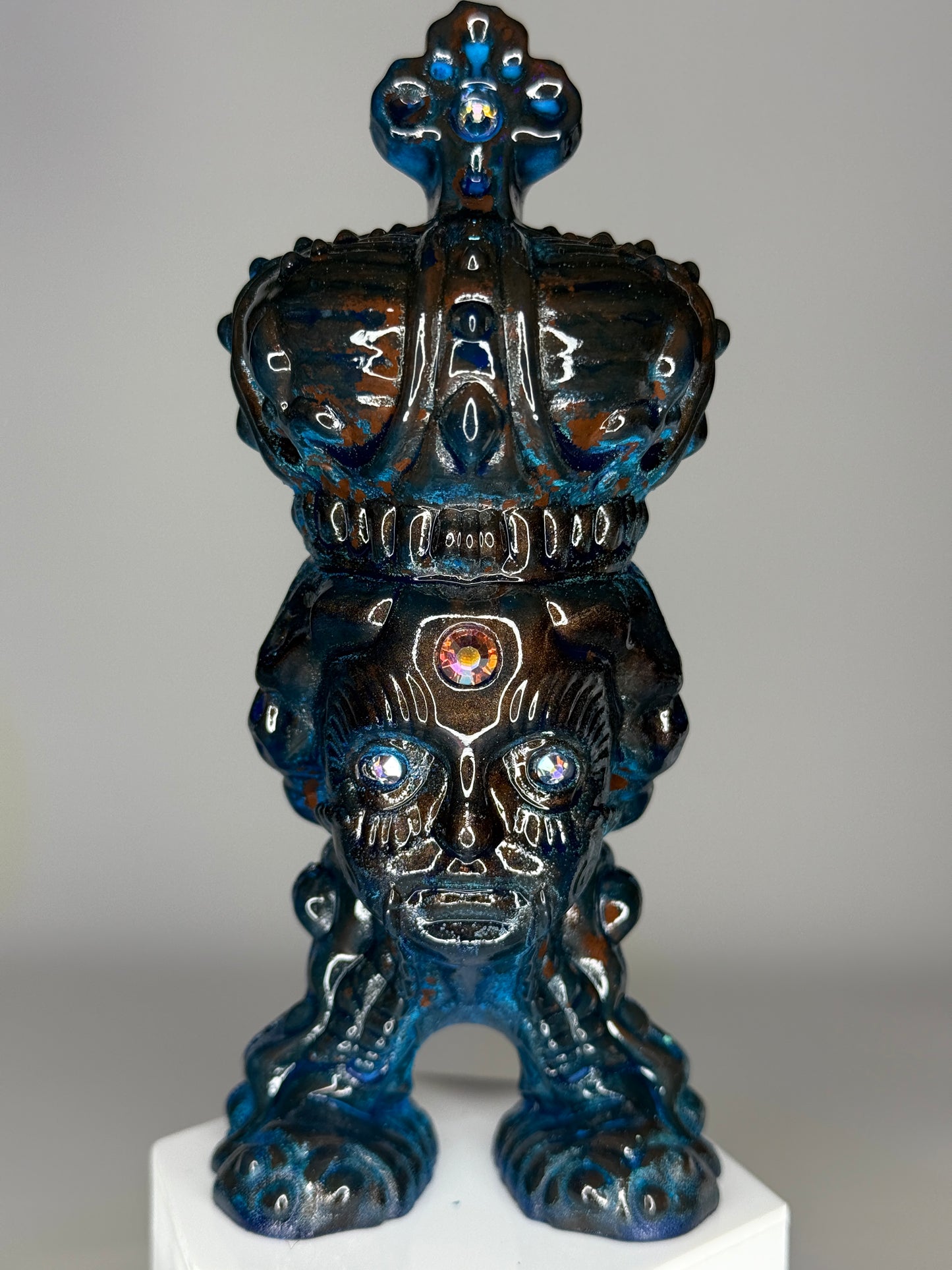 Mecha Faith Hopper: Cold Cast Copper, Blue Patina