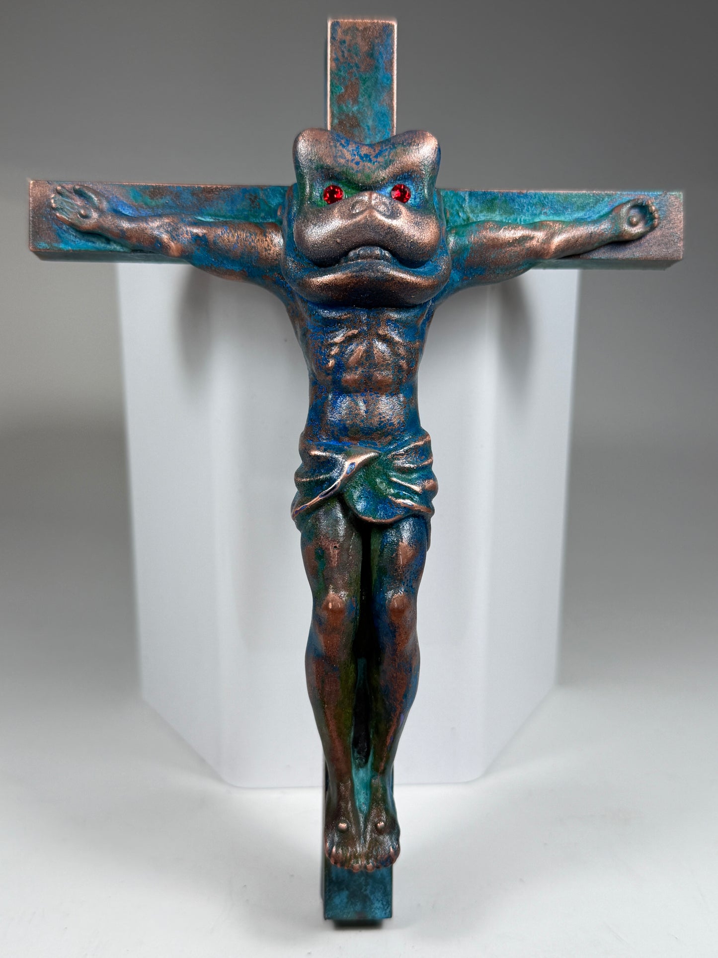 Christ on the Cross but he is a Mecha Ape: Copper Plated Robotic