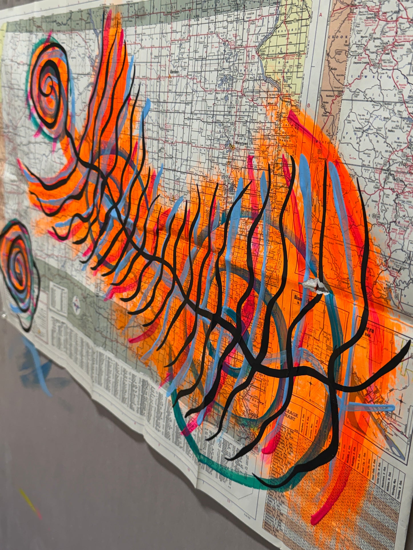 Mobil North and South Dakota Map 1966