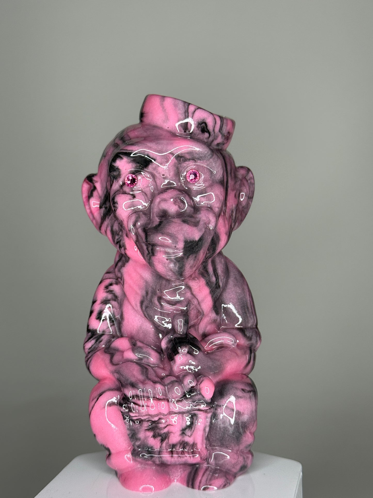 Monkey with Bananas: Marbled Pink/Black Glow