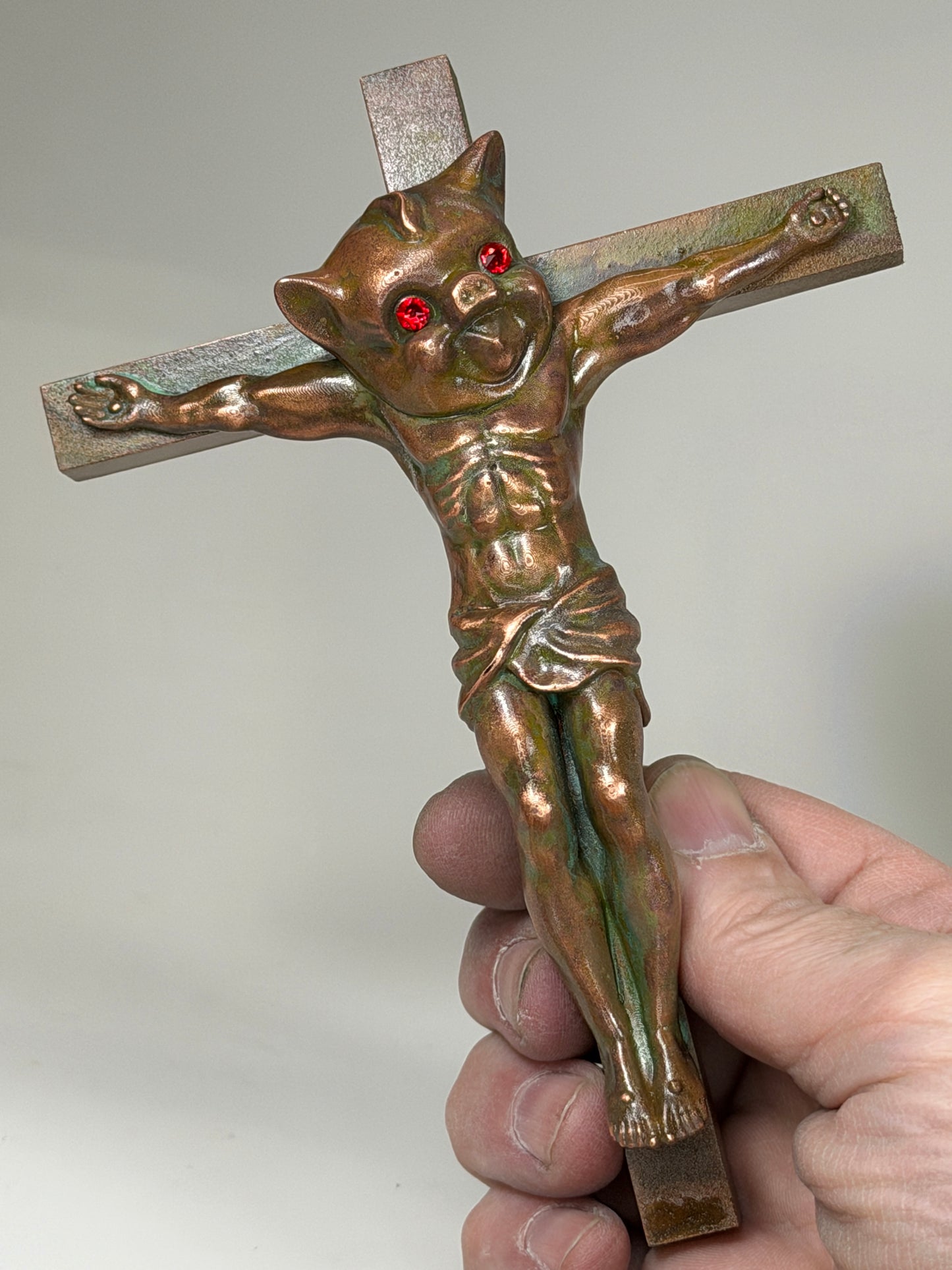 Christ on the Cross but he is Piggy Jesus: Copper Plated Oink