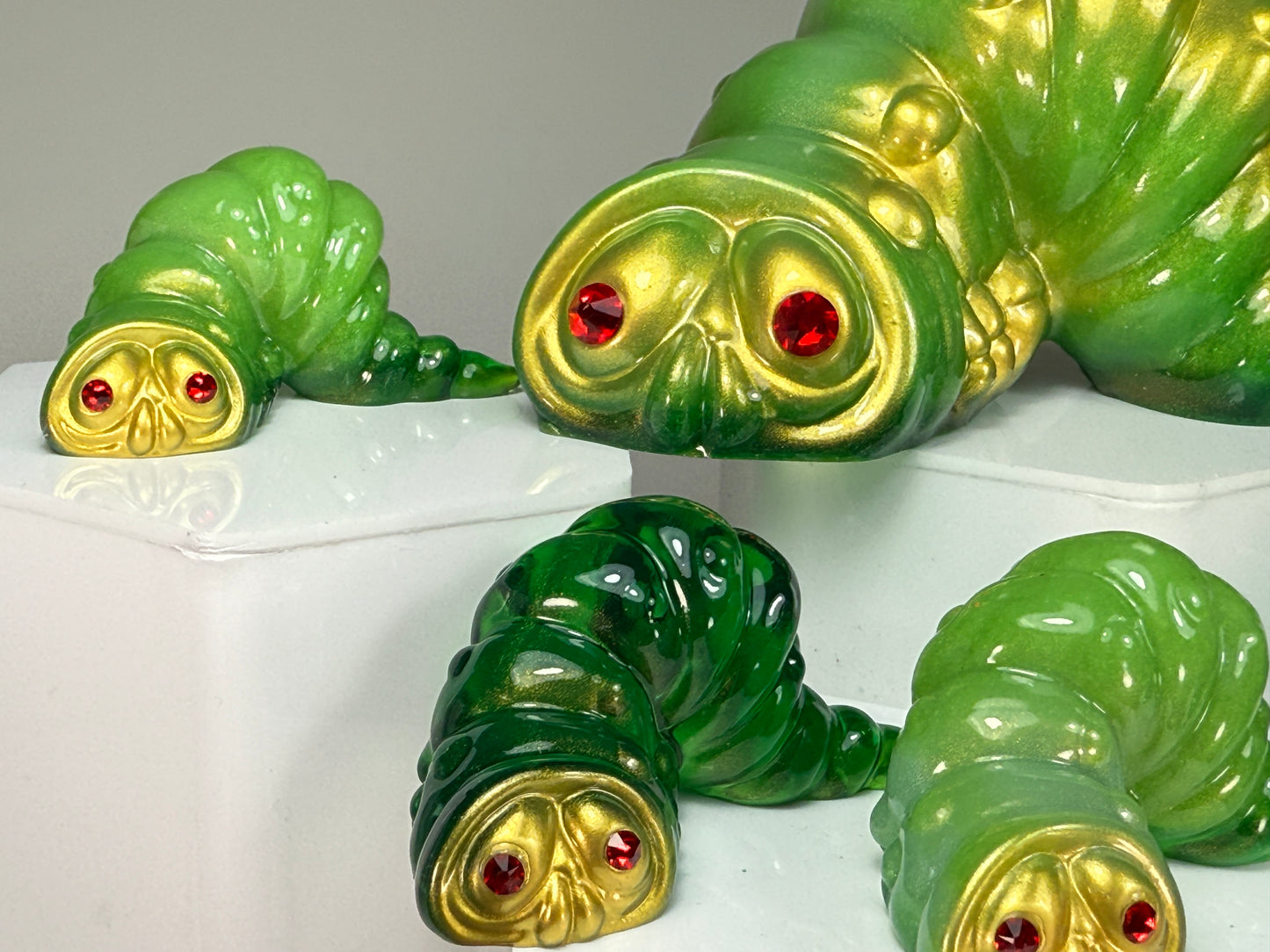 Worm: Green with Gold Set of 7