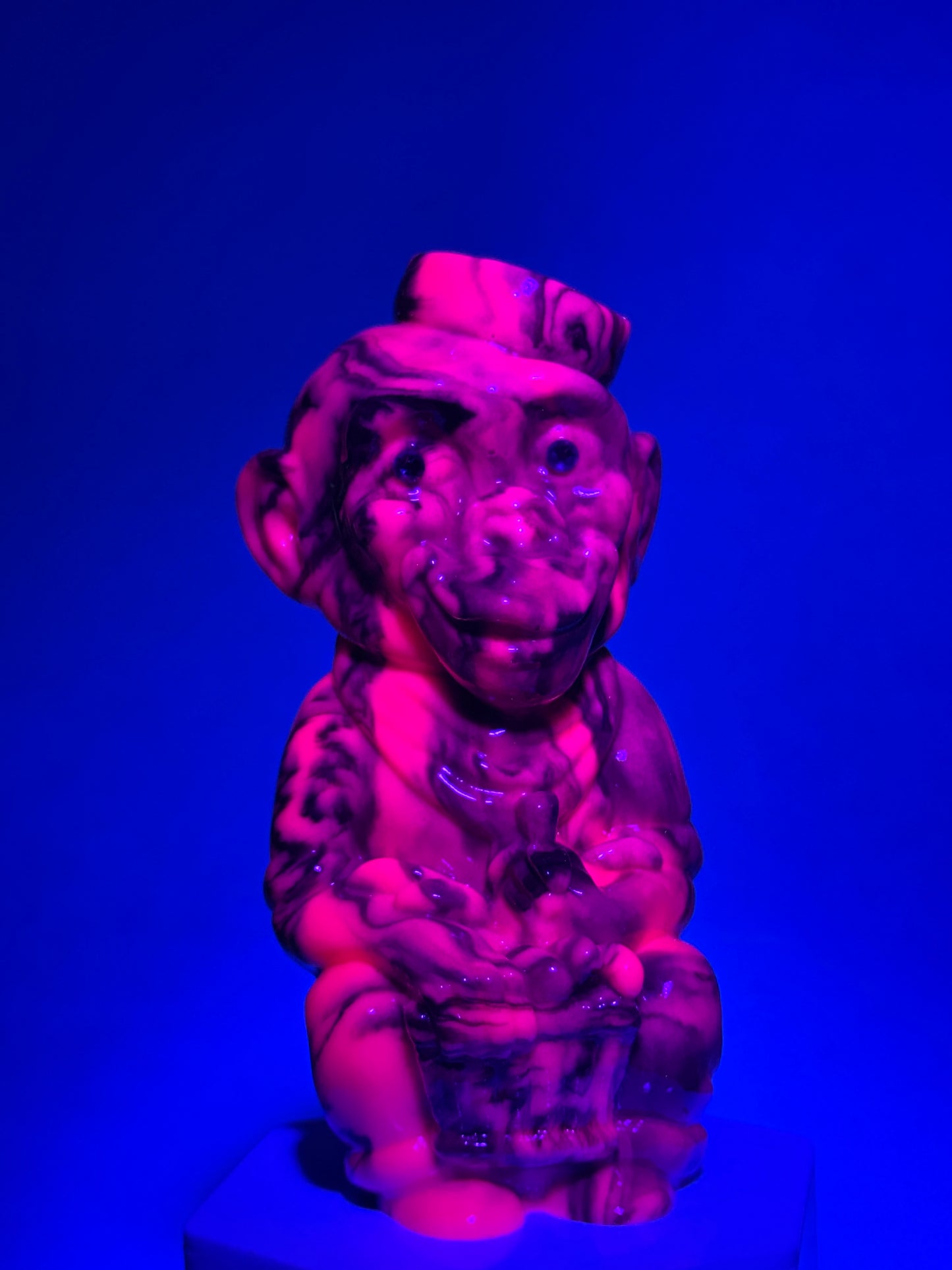 Monkey with Bananas: Marbled Pink/Black Glow