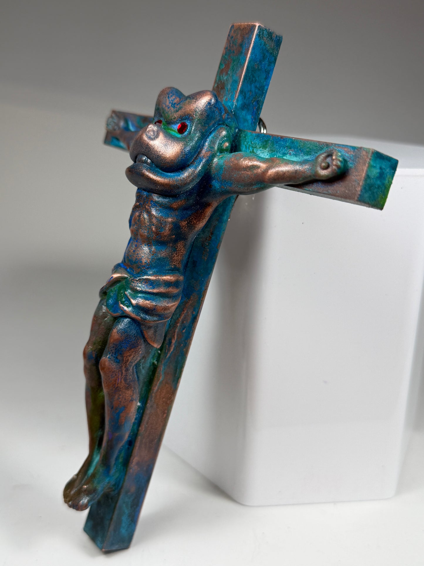 Christ on the Cross but he is a Mecha Ape: Copper Plated Robotic