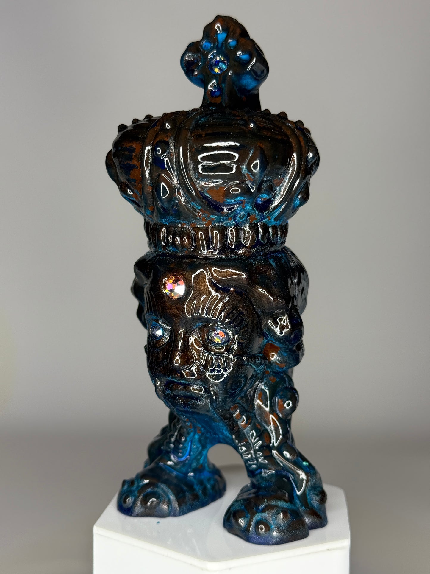 Mecha Faith Hopper: Cold Cast Copper, Blue Patina