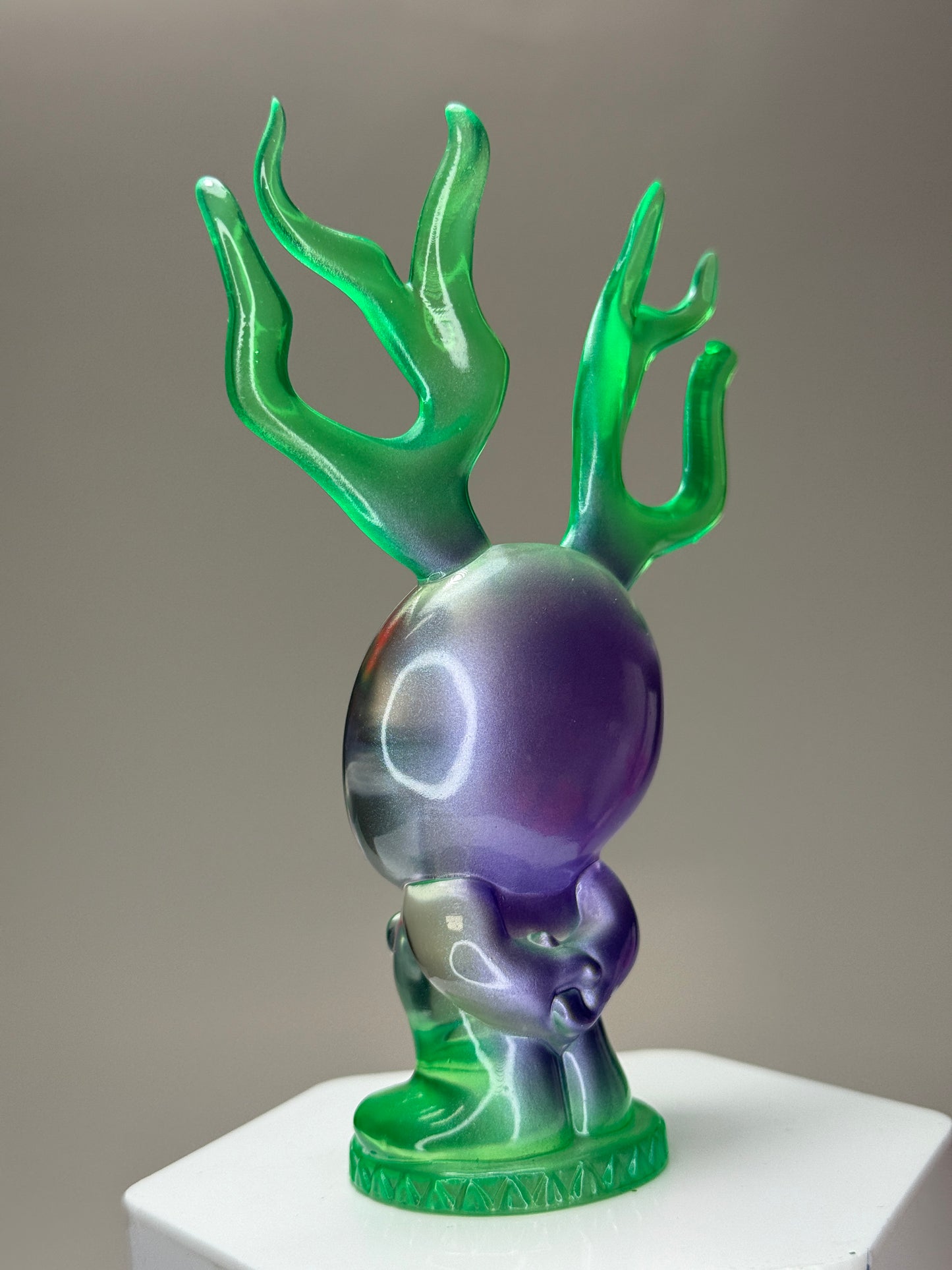 Sad with Antlers: Green/Purple