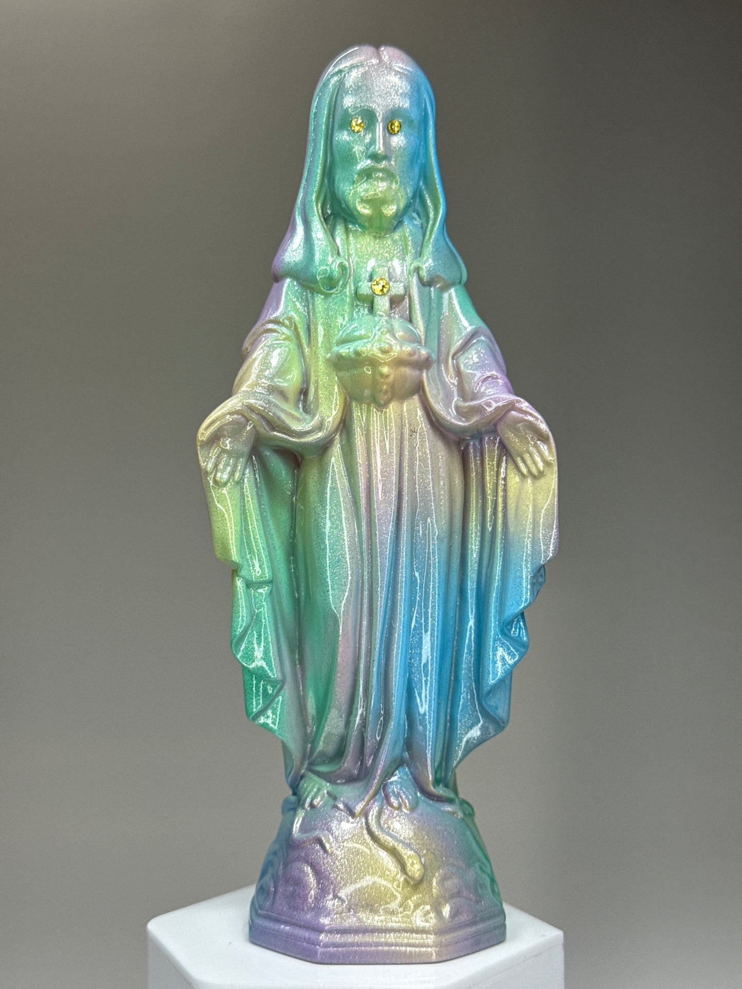 Jesus Head Mary: Silver Pastel