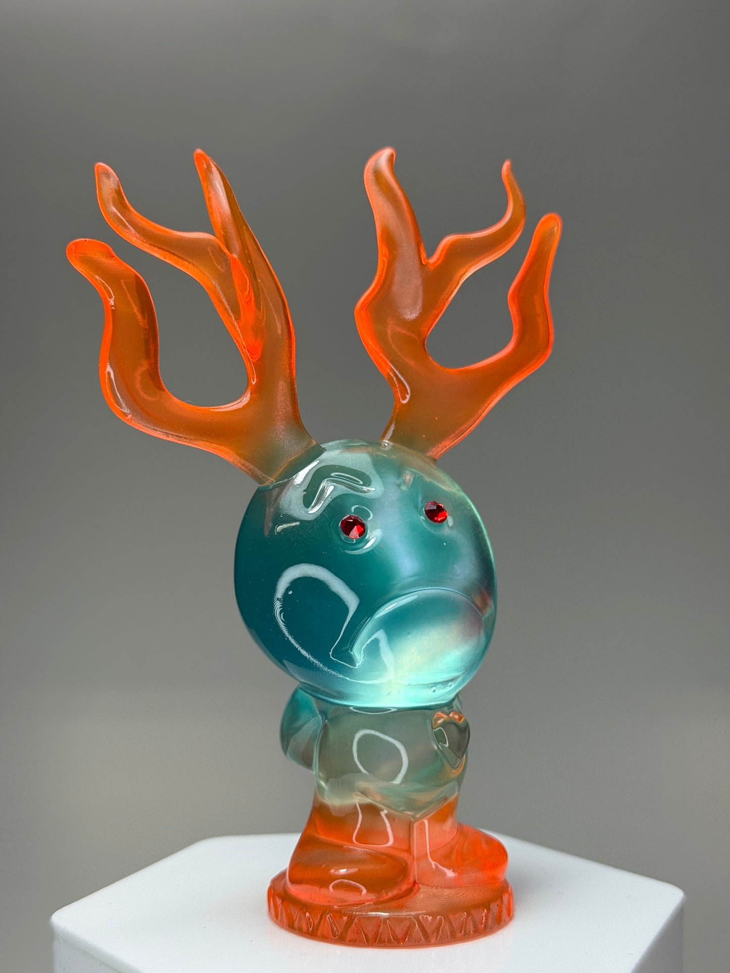 Sad with Antlers: Orange/Teal