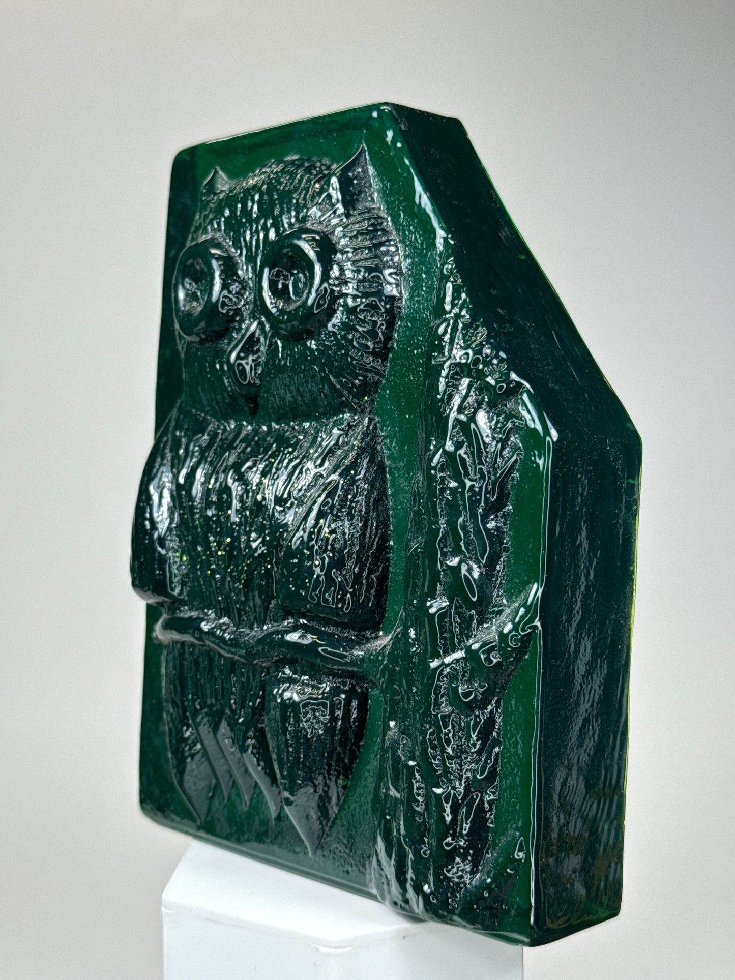 Midcentury Owl: Clear Dark Green