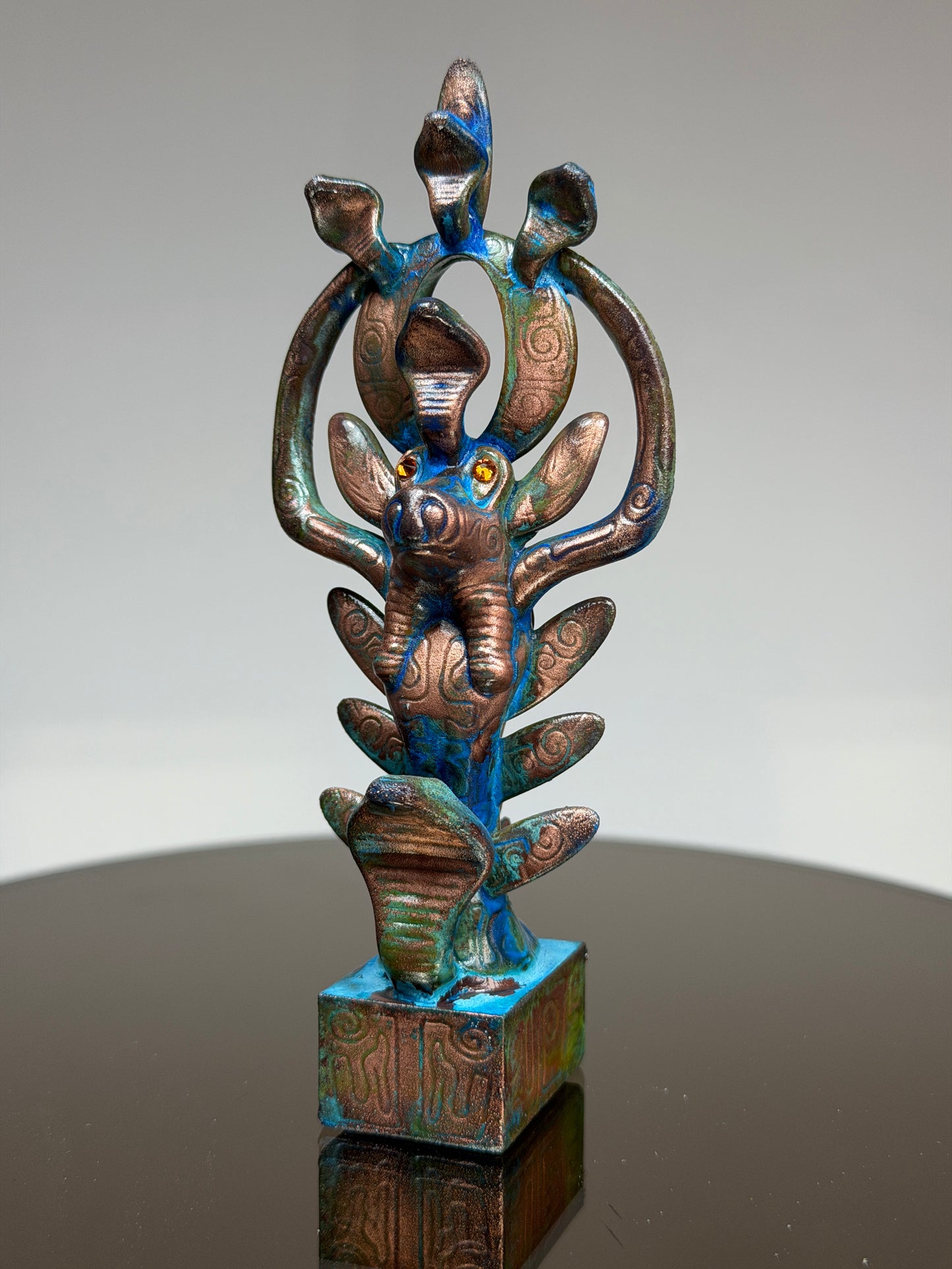 Egyptian Deer with Snakes: Copper Plated Peaceful