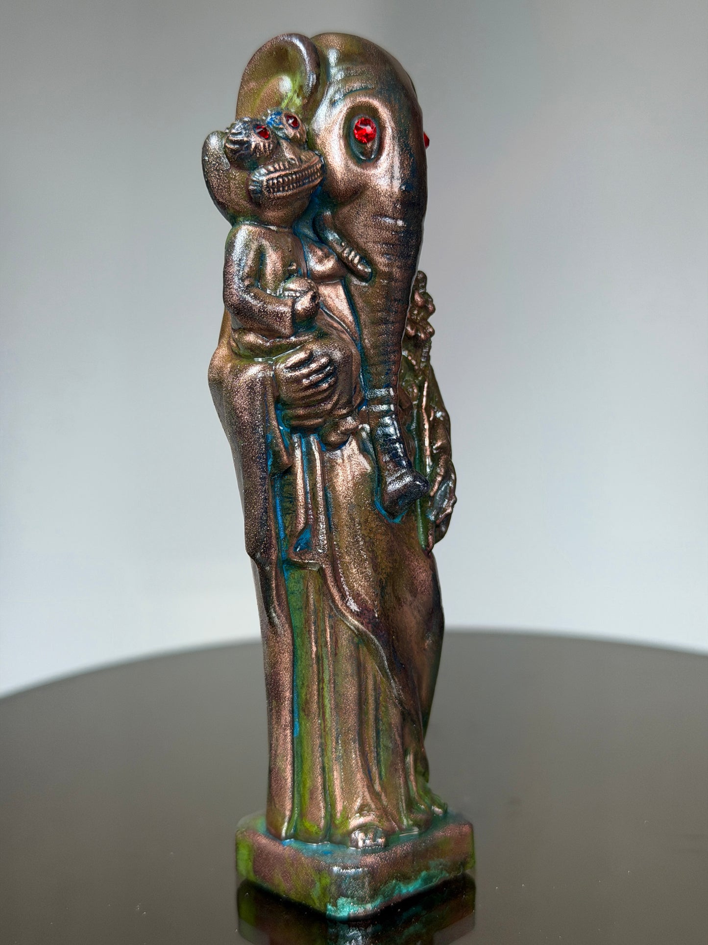 Elephant Joseph and Child: Copper Plated Fatherhood