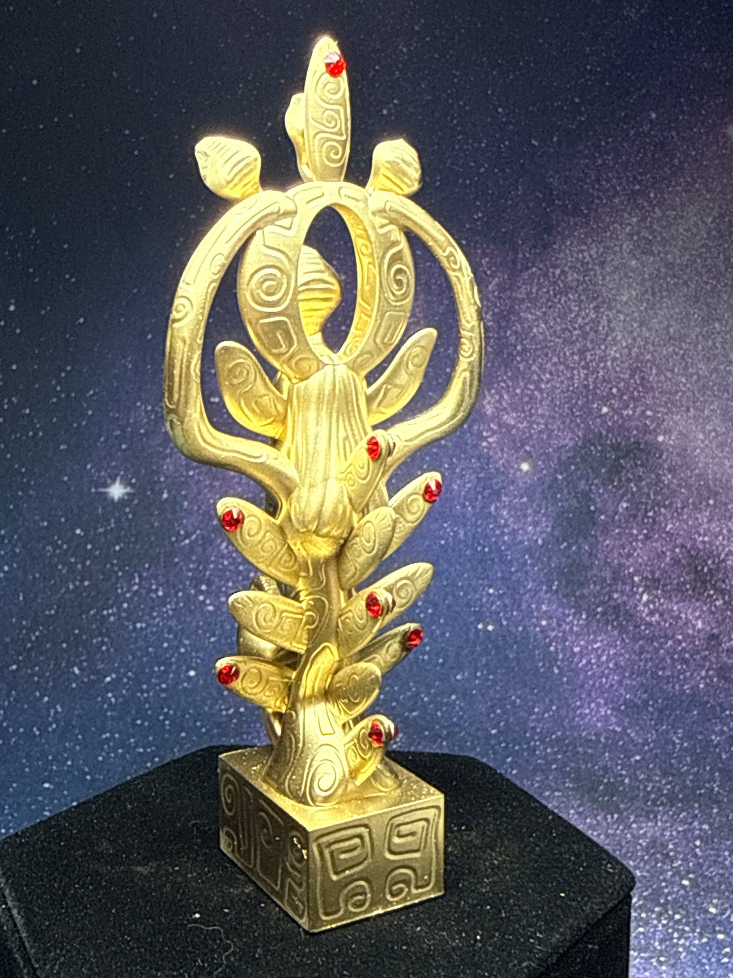 Egyptian Deer with Snakes: Chrome Gold Red