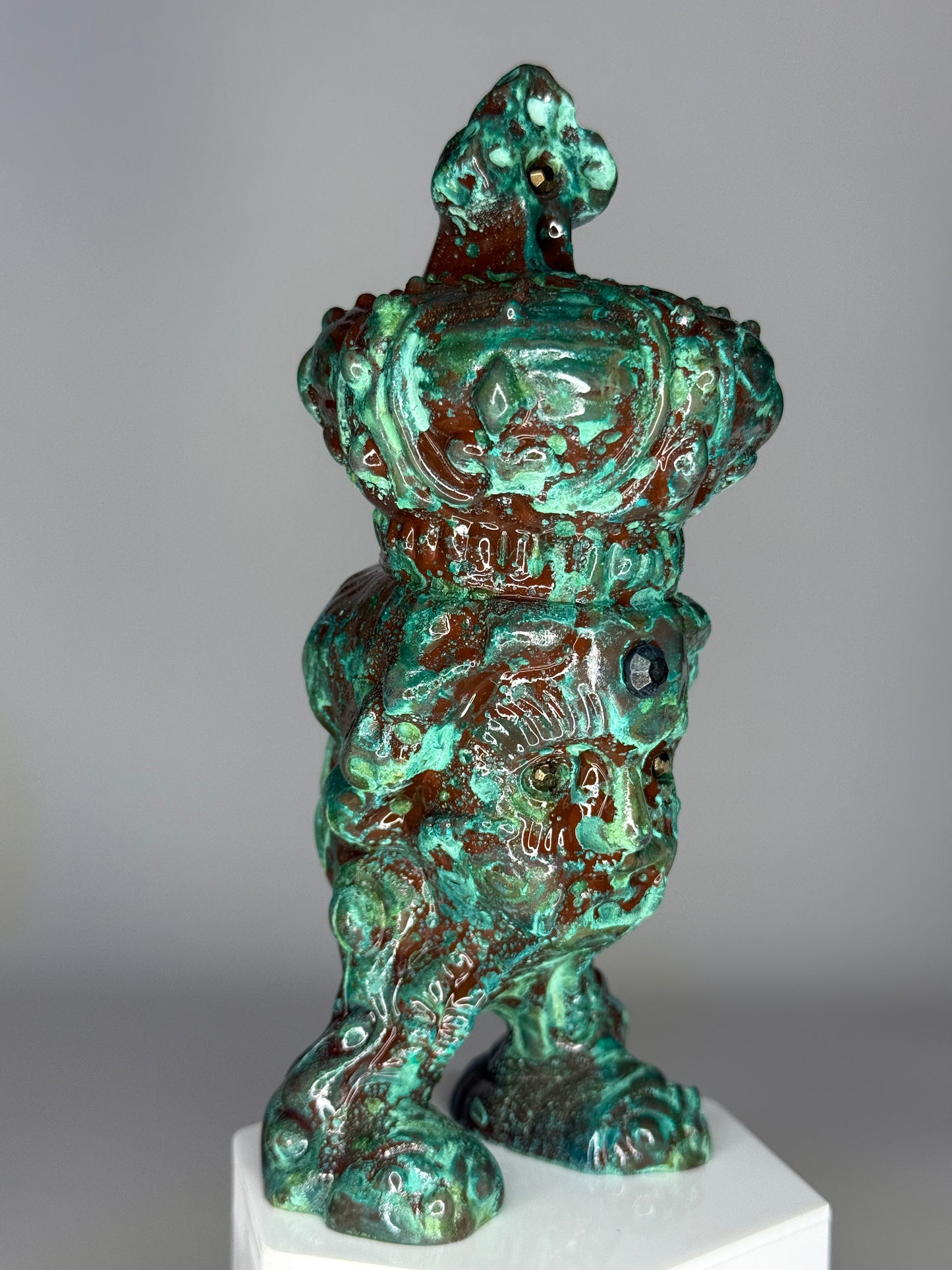 Mecha Faith Hopper: Cold Cast Copper, Corroded