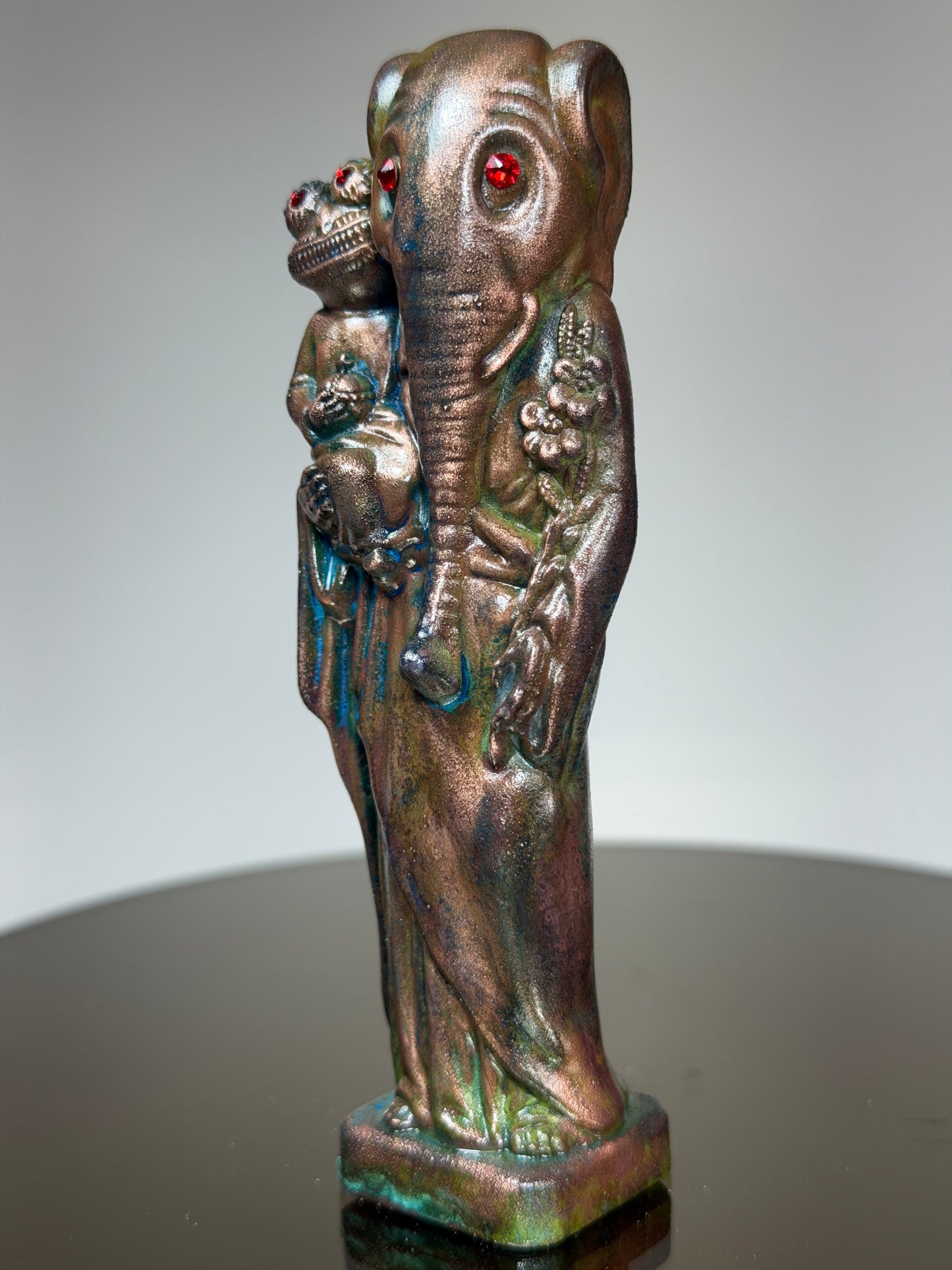 Elephant Joseph and Child: Copper Plated Fatherhood