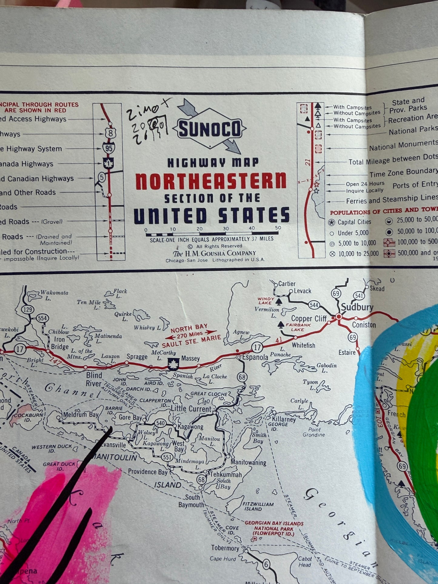 1963 Sunoco Northeastern United States Highway Map
