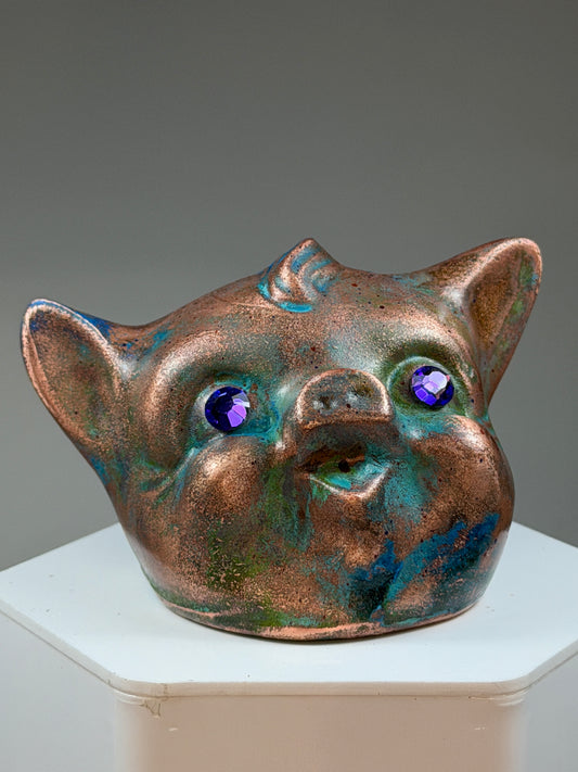 Twisty Pig Head: Copper Plated Large
